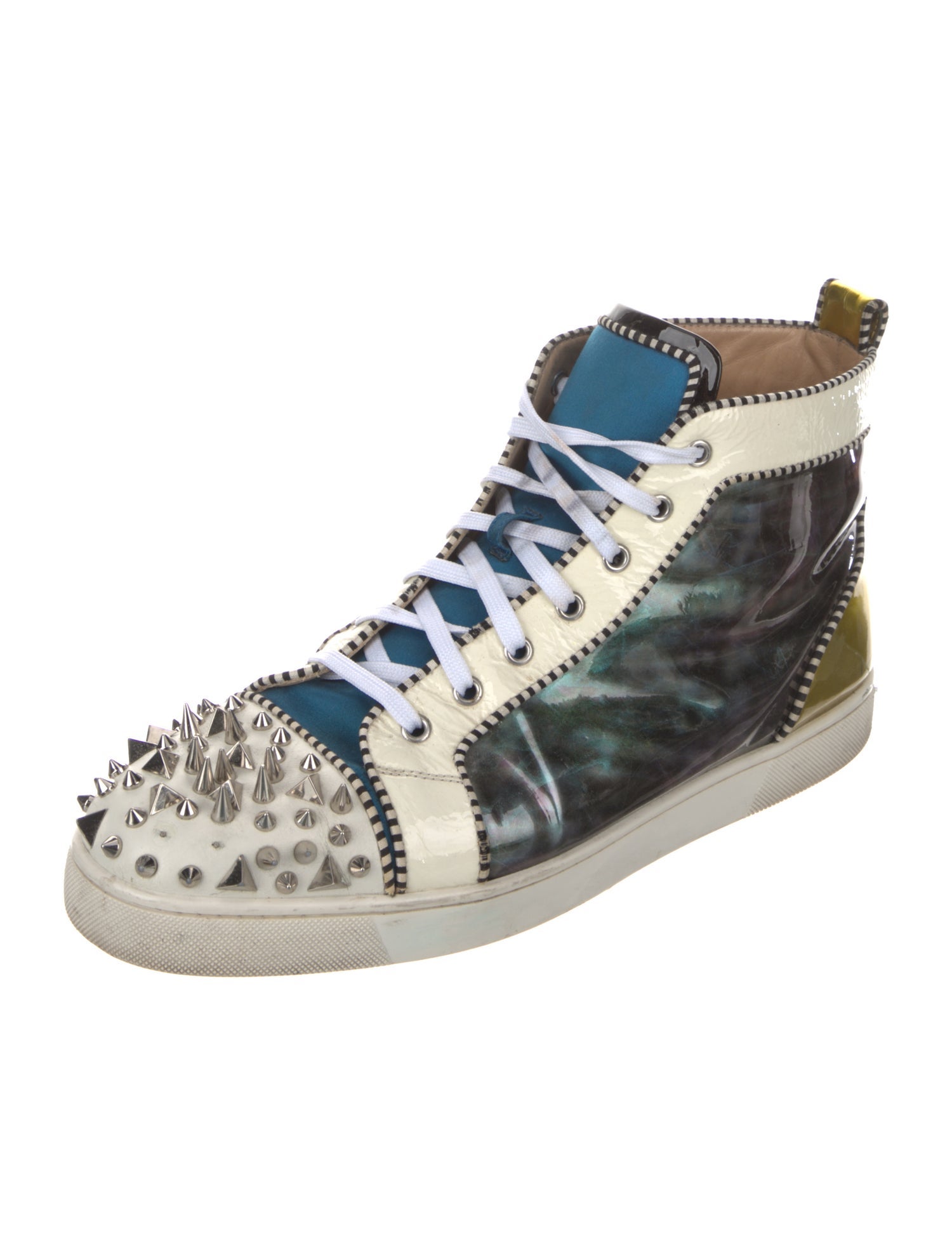 Christian Louboutin Spike Accents Patent Leather Sneakers
