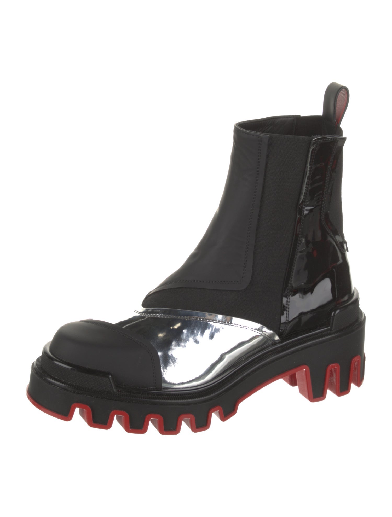 Christian Louboutin Leather Colorblock Pattern Chelsea Boots