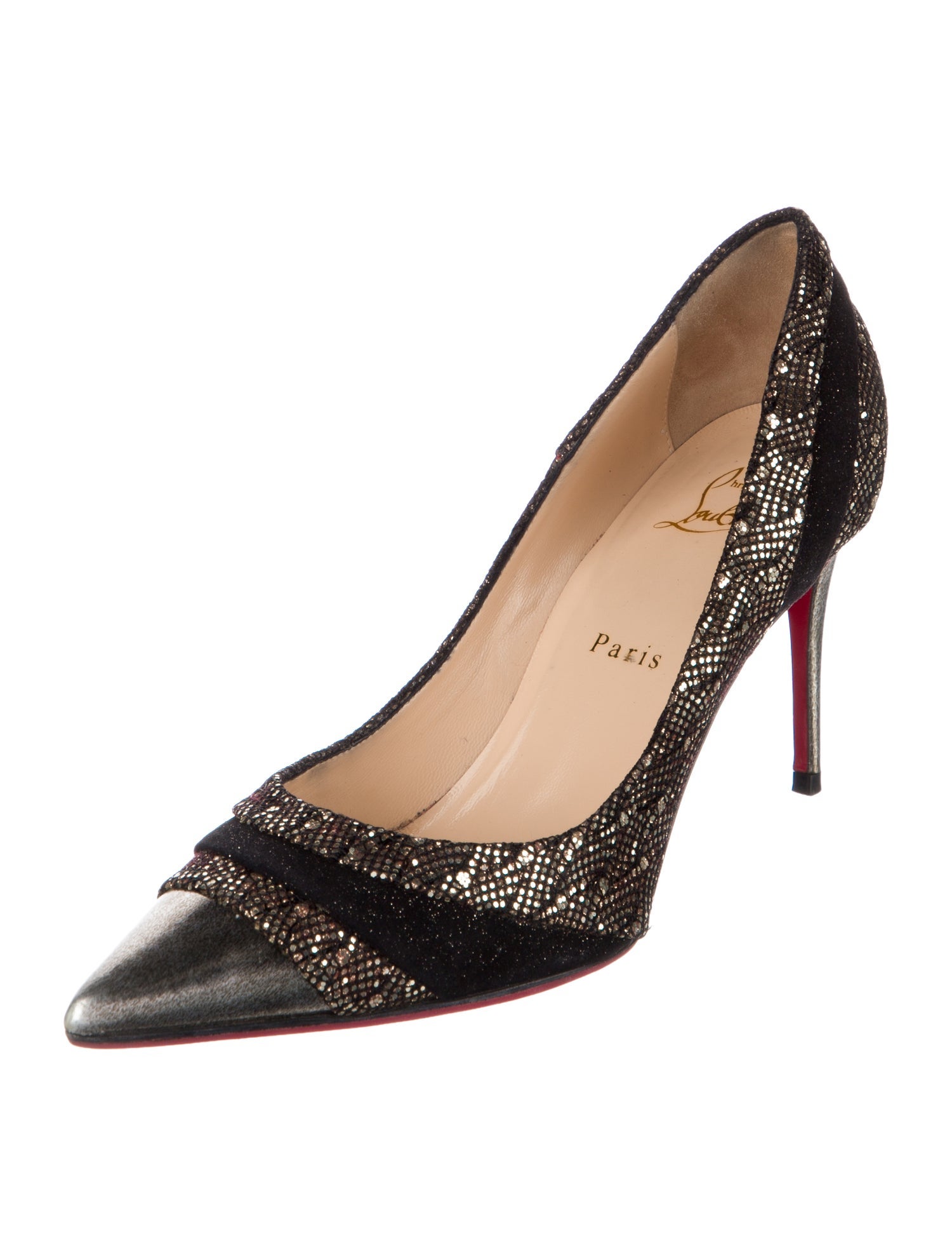 Christian Louboutin Glitter Colorblock Pattern Pumps