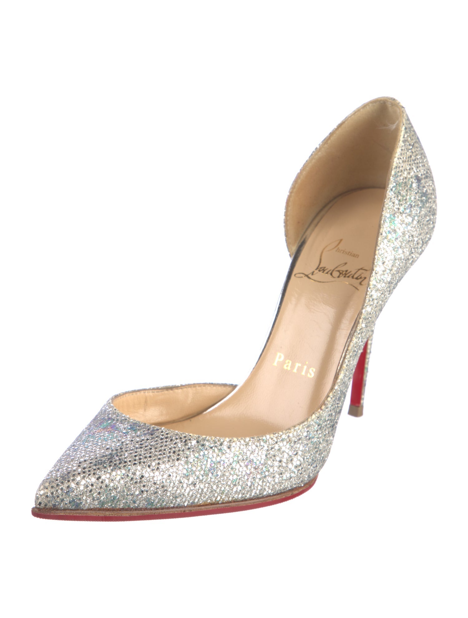 Christian Louboutin Glitter Glitter Accents D'Orsay Pumps