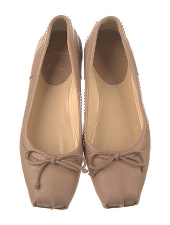 Christian Louboutin Leather Bow Accents Ballet Flats