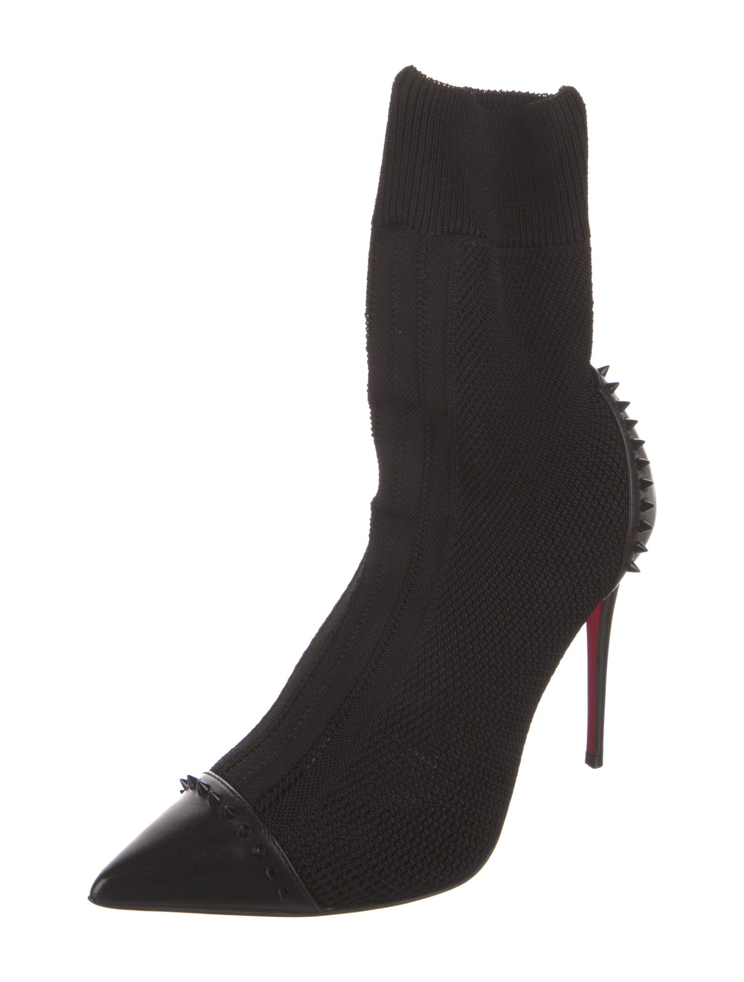 Christian Louboutin Spike Accents Leather Sock Boots