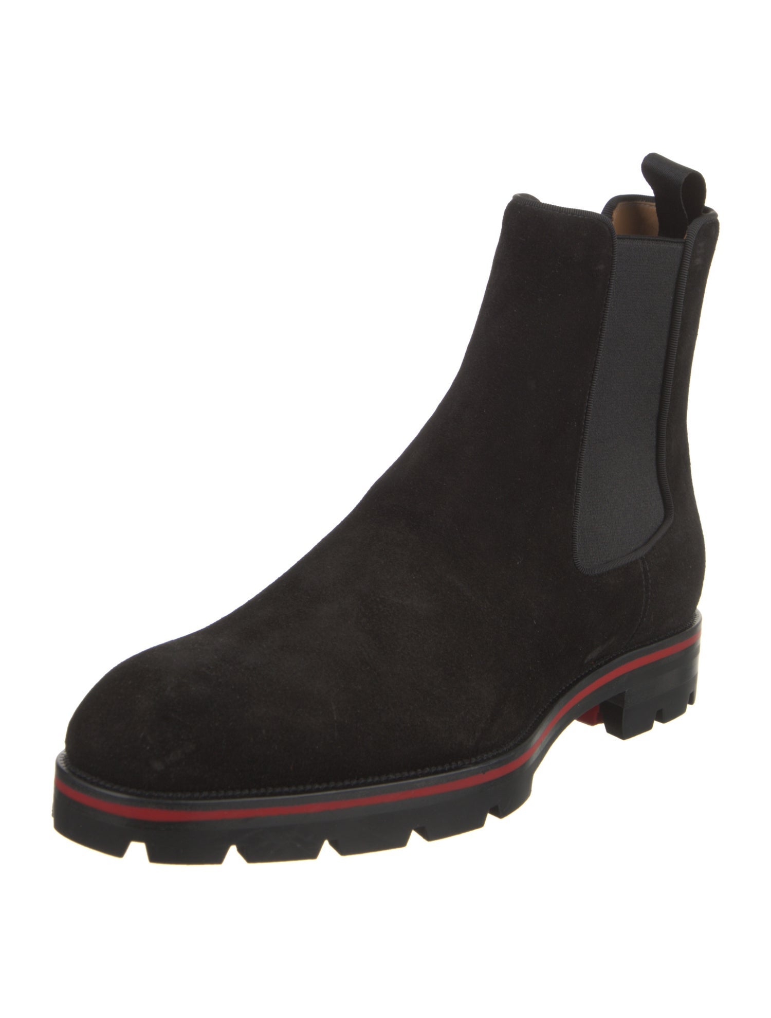 Christian Louboutin Suede Grosgrain Trim Chelsea Boots