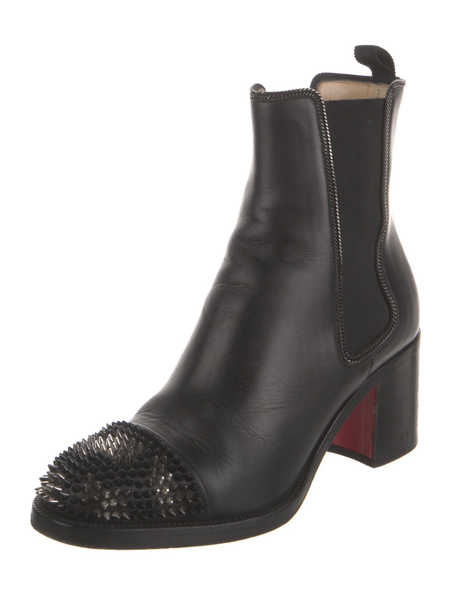 Christian Louboutin Spike Accents Leather Chelsea Boots