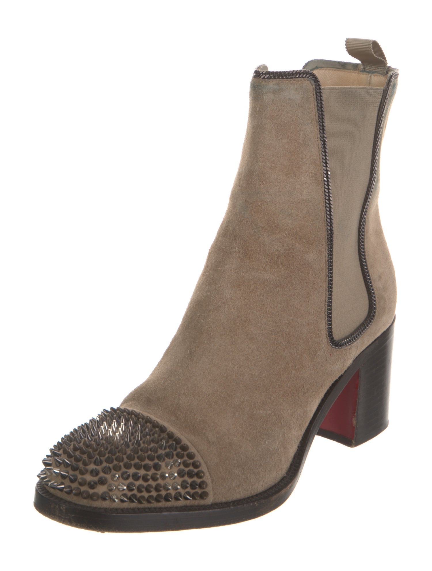 Christian Louboutin Spike Accents Suede Chelsea Boots