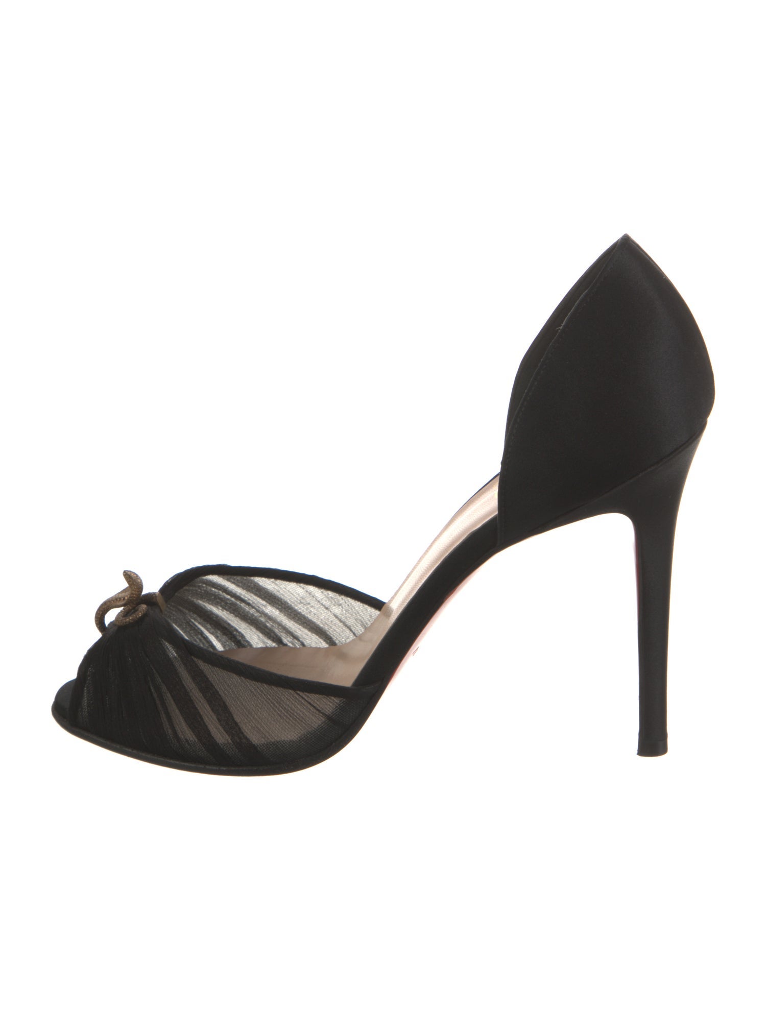 Christian Louboutin Satin Mesh Accents D'Orsay Pumps