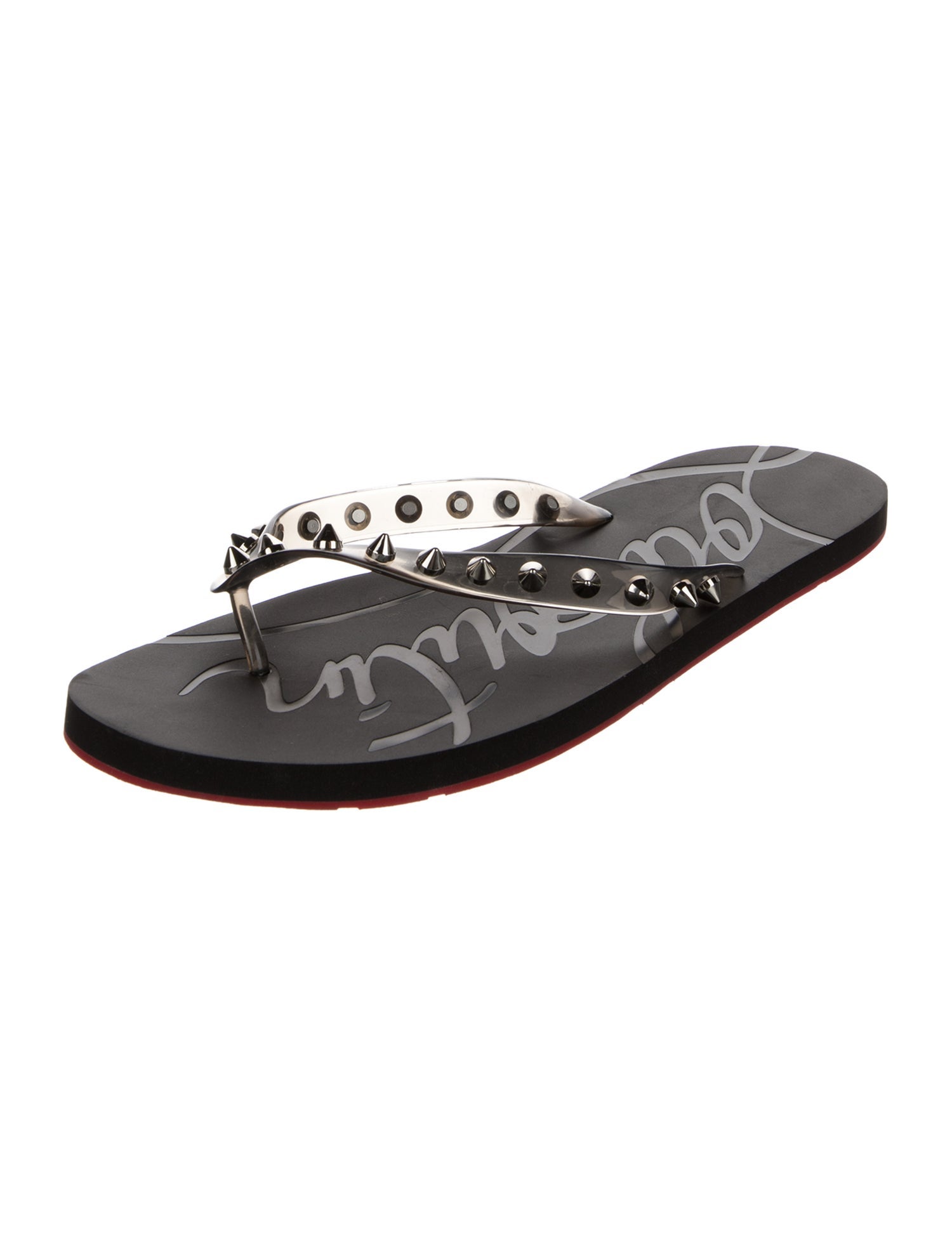 Christian Louboutin Rubber Studded Accents Flip Flops
