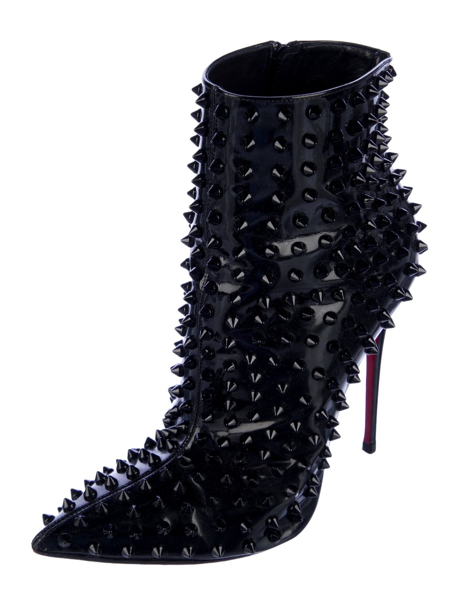 Christian Louboutin Patent Leather Studded Accents Boots