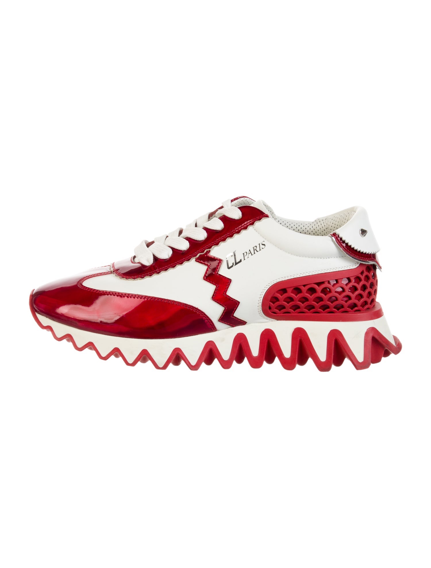Christian Louboutin Spike Accents Patent Leather Sneakers