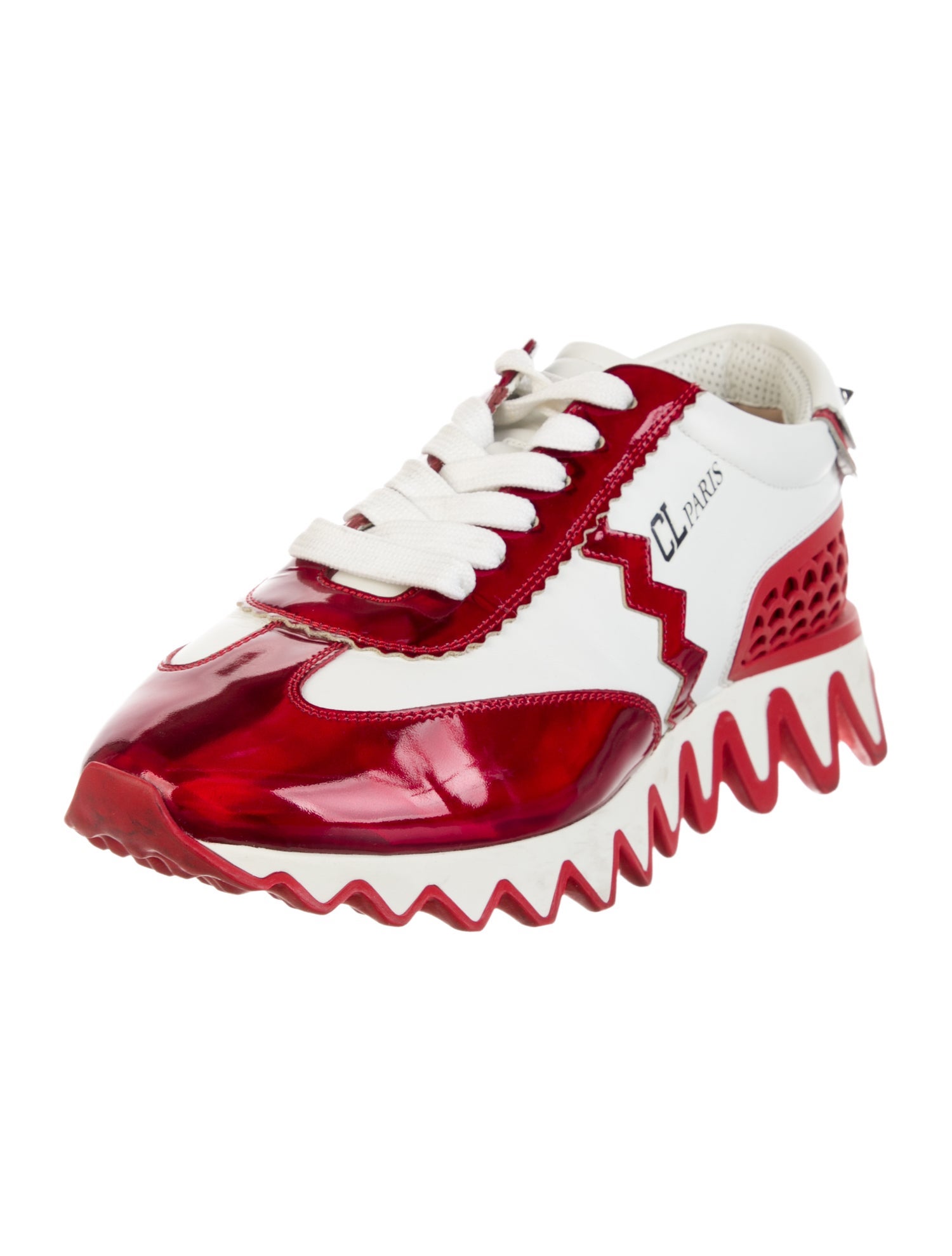 Christian Louboutin Spike Accents Patent Leather Sneakers