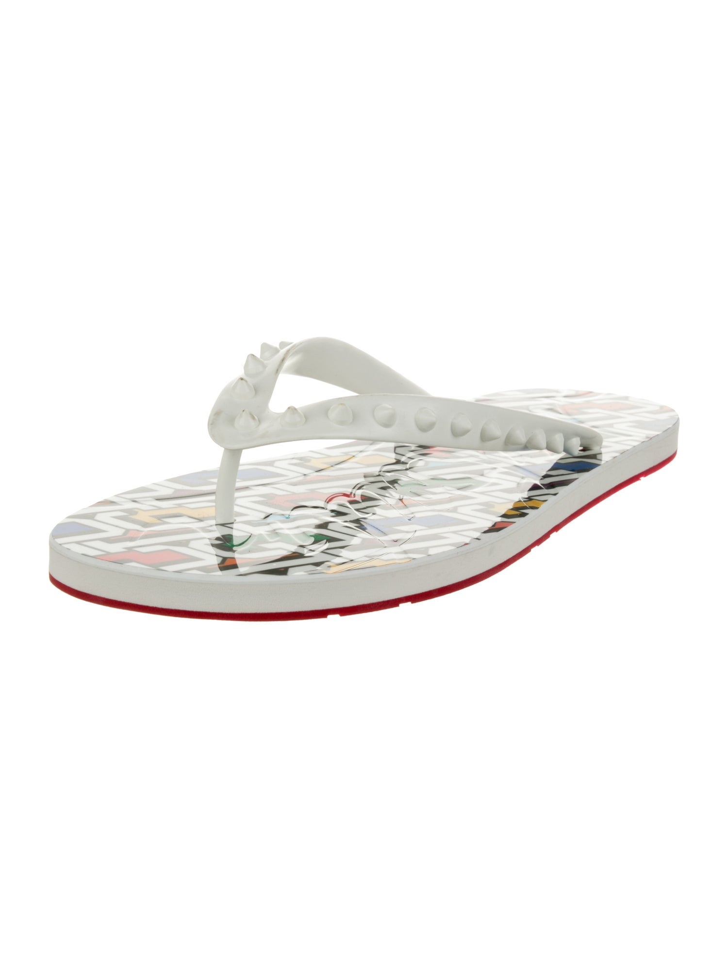 Christian Louboutin Rubber Studded Accents Flip Flops