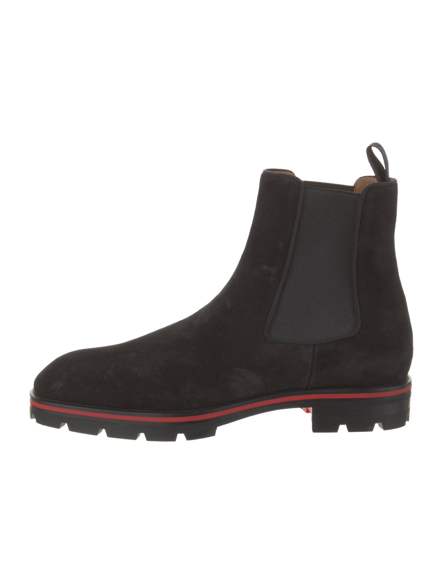 Christian Louboutin Suede Grosgrain Trim Chelsea Boots