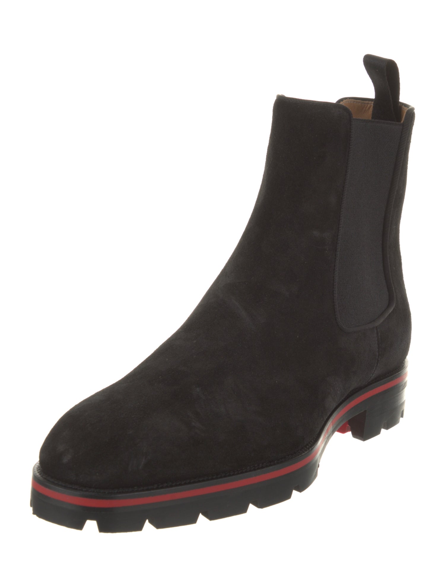 Christian Louboutin Suede Grosgrain Trim Chelsea Boots