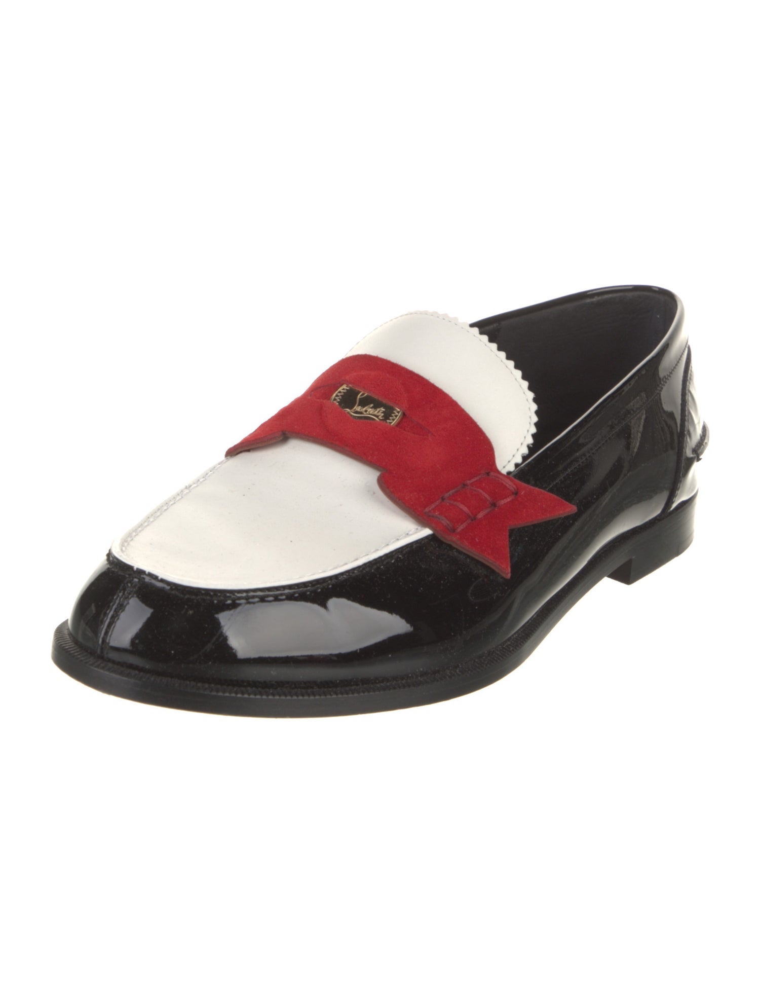 Christian Louboutin Patent Leather Colorblock Pattern Loafers