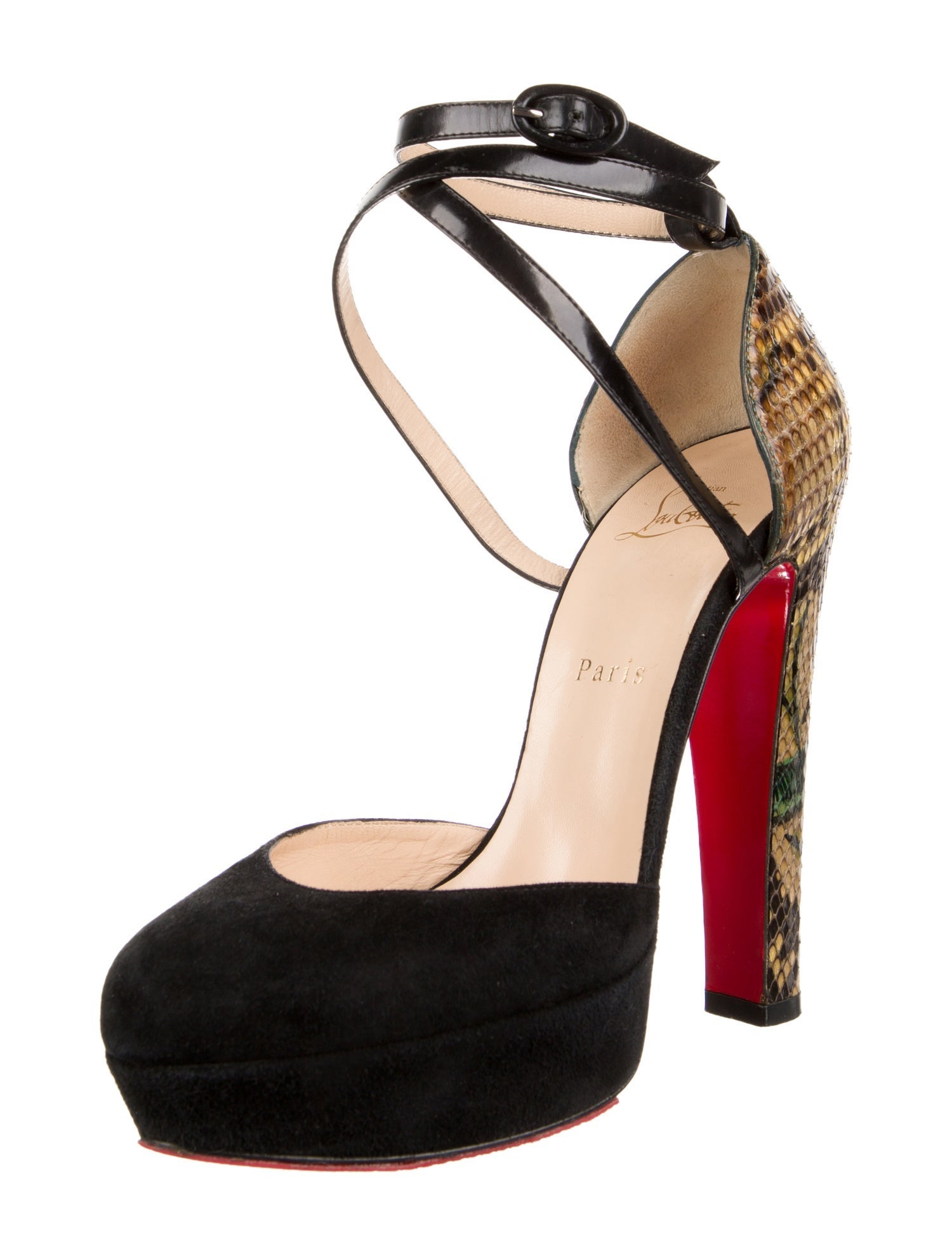 Christian Louboutin Suede Animal Print D'Orsay Pumps