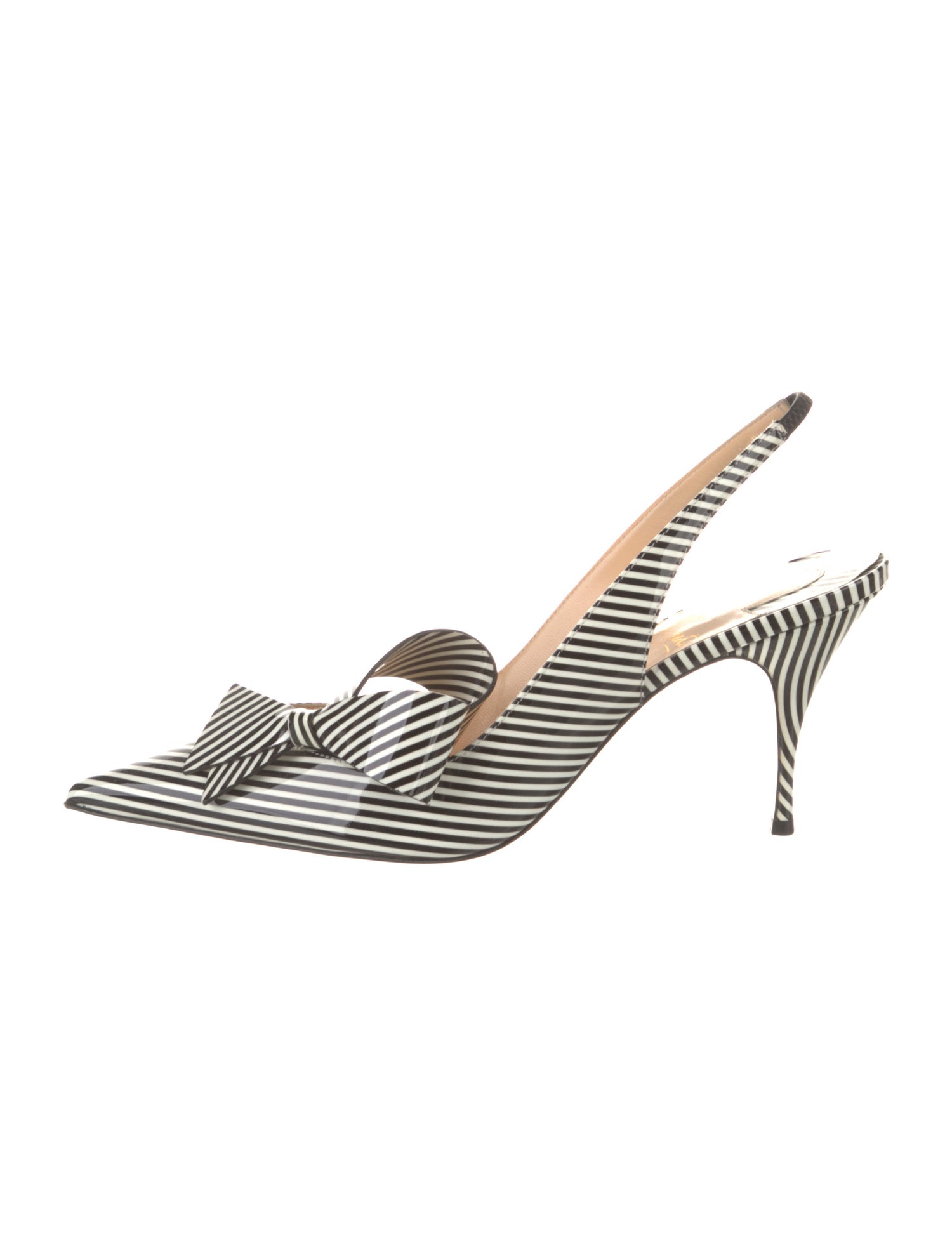 Christian Louboutin Patent Leather Striped Slingback Pumps