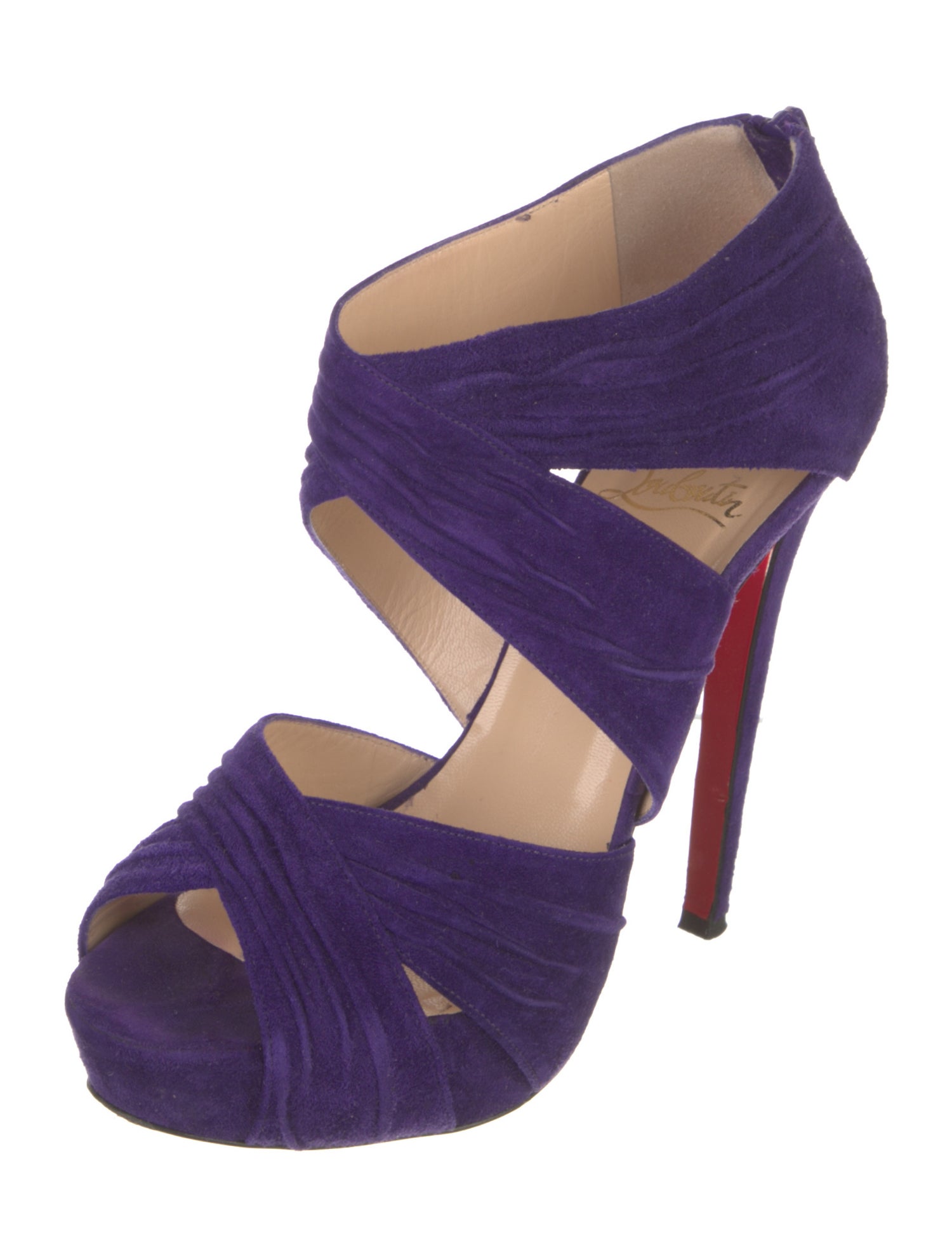Christian Louboutin Suede Pleated Accents Sandals