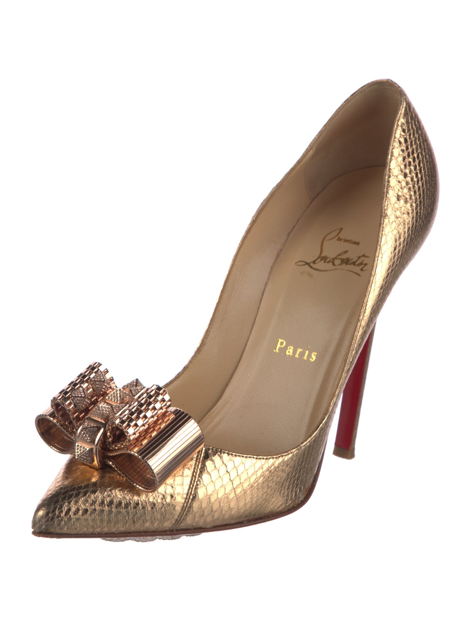 Christian Louboutin Leather Glitter Accents Pumps