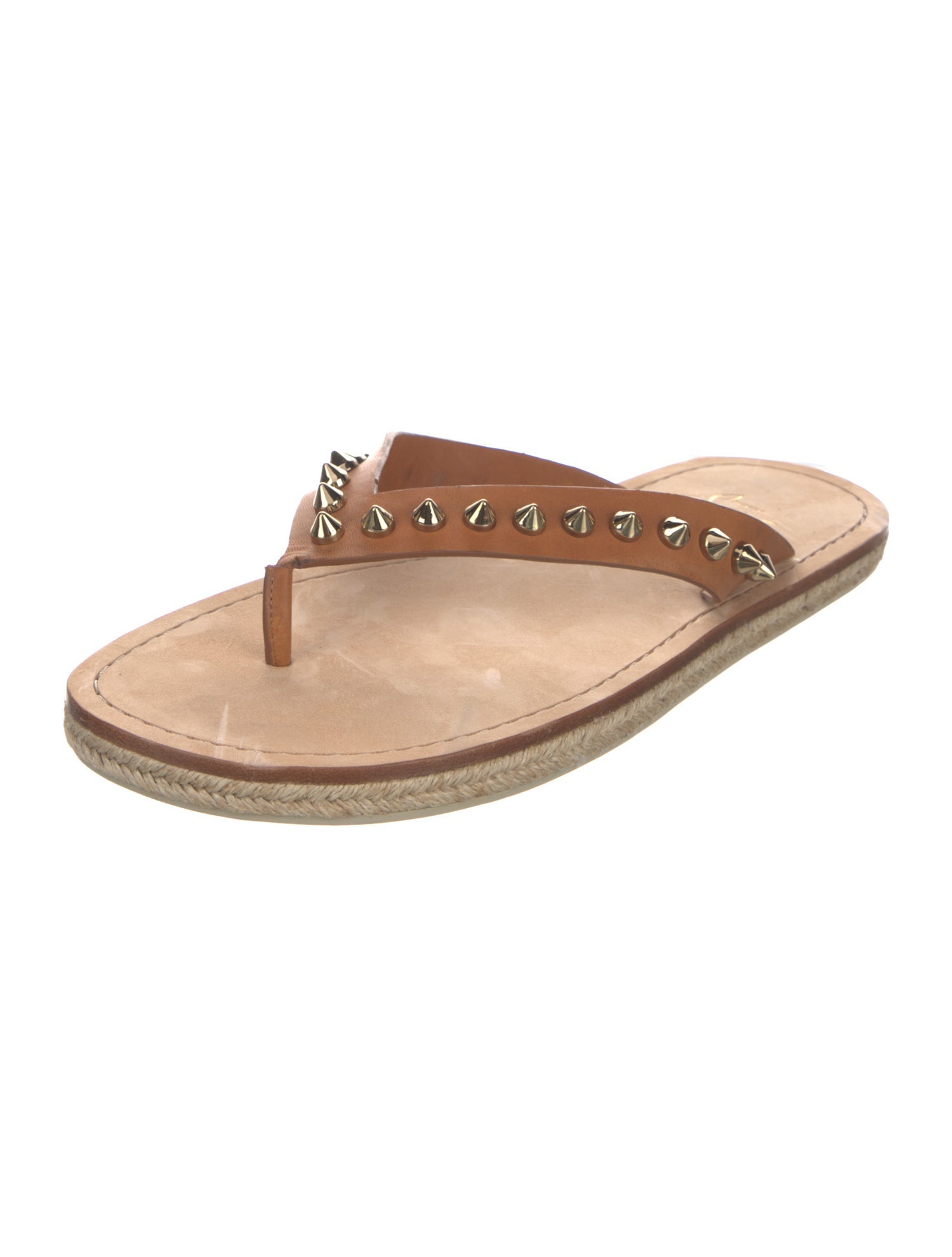 Christian Louboutin Leather Studded Accents Slides