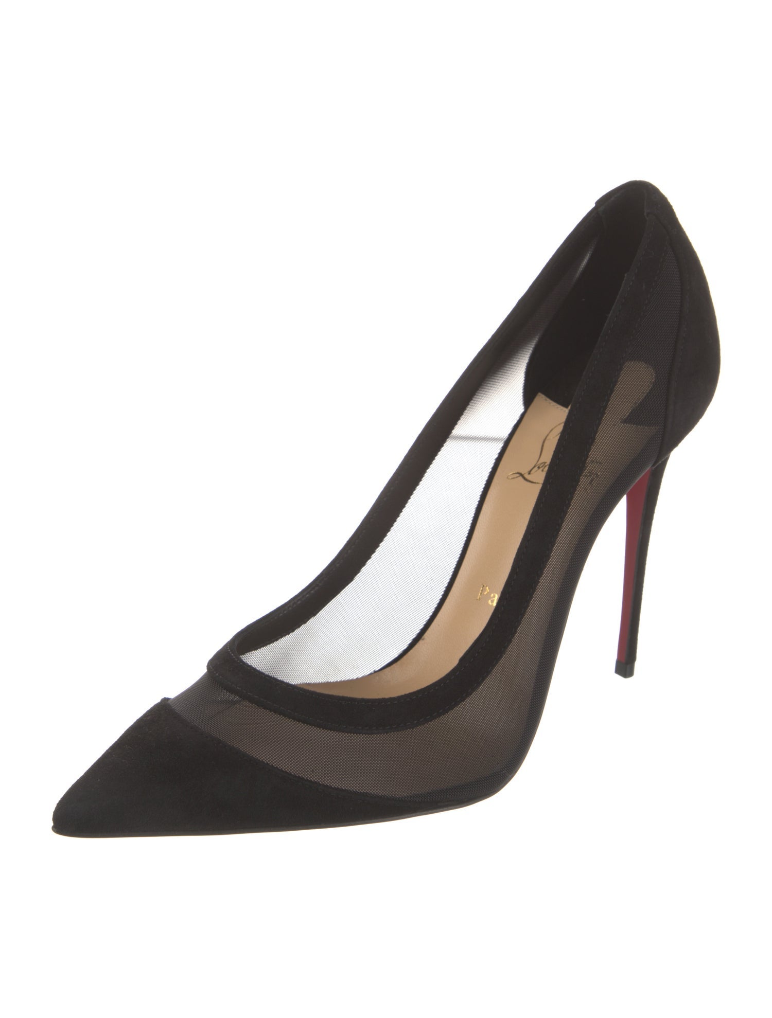 Christian Louboutin Suede Mesh Accents Pumps