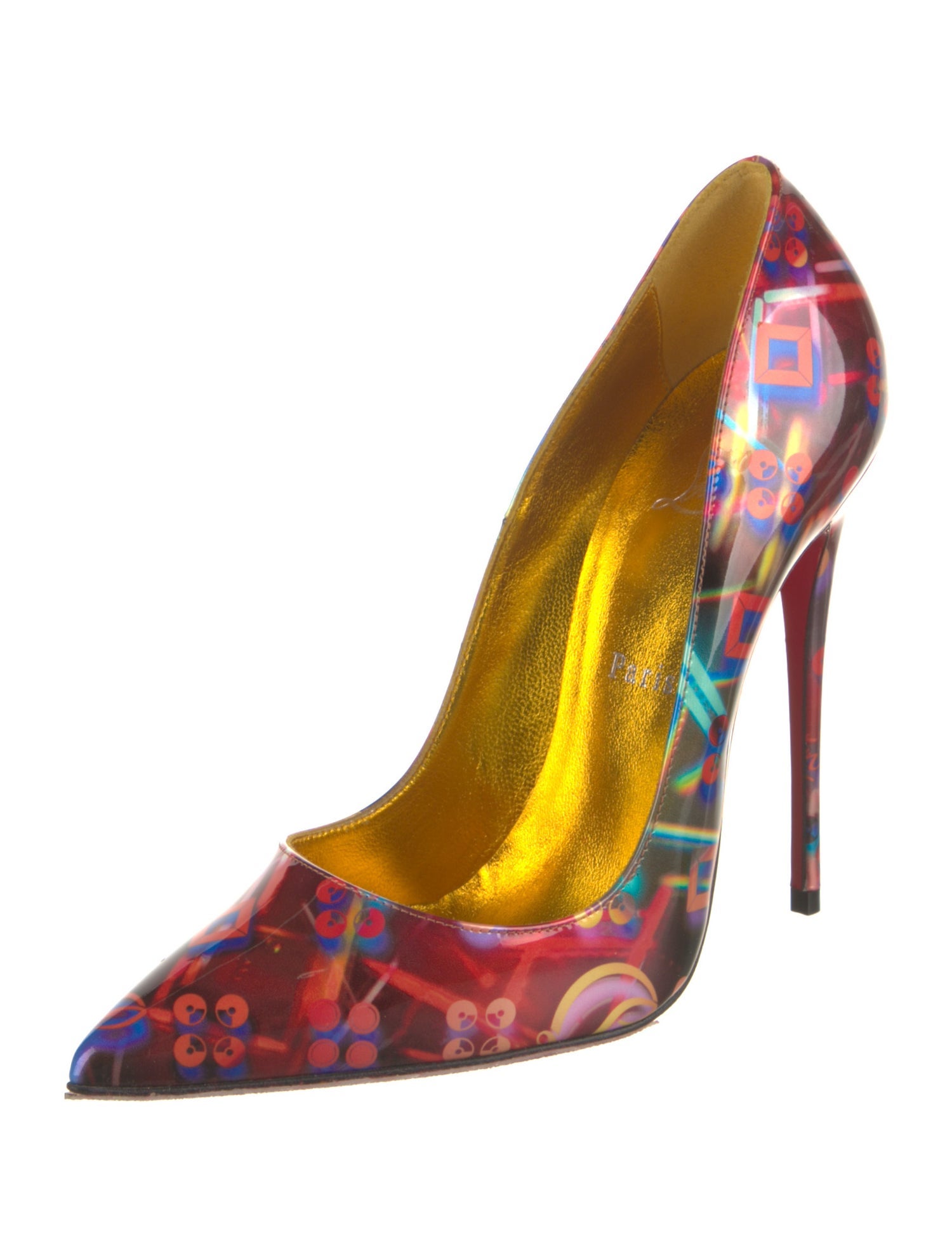 Christian Louboutin Satin Floral Print D'Orsay Pumps - White Pumps ...