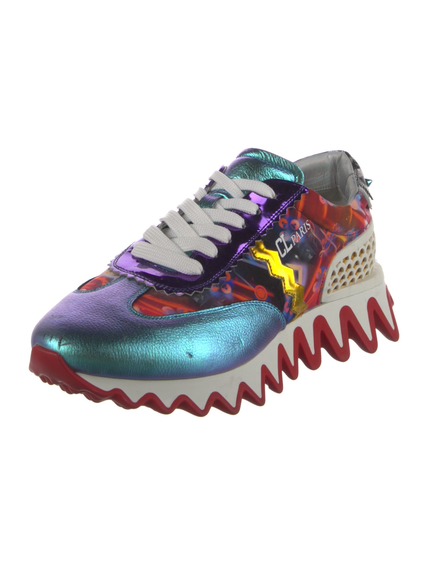 Christian Louboutin Spike Accents Leather Athletic Sneakers