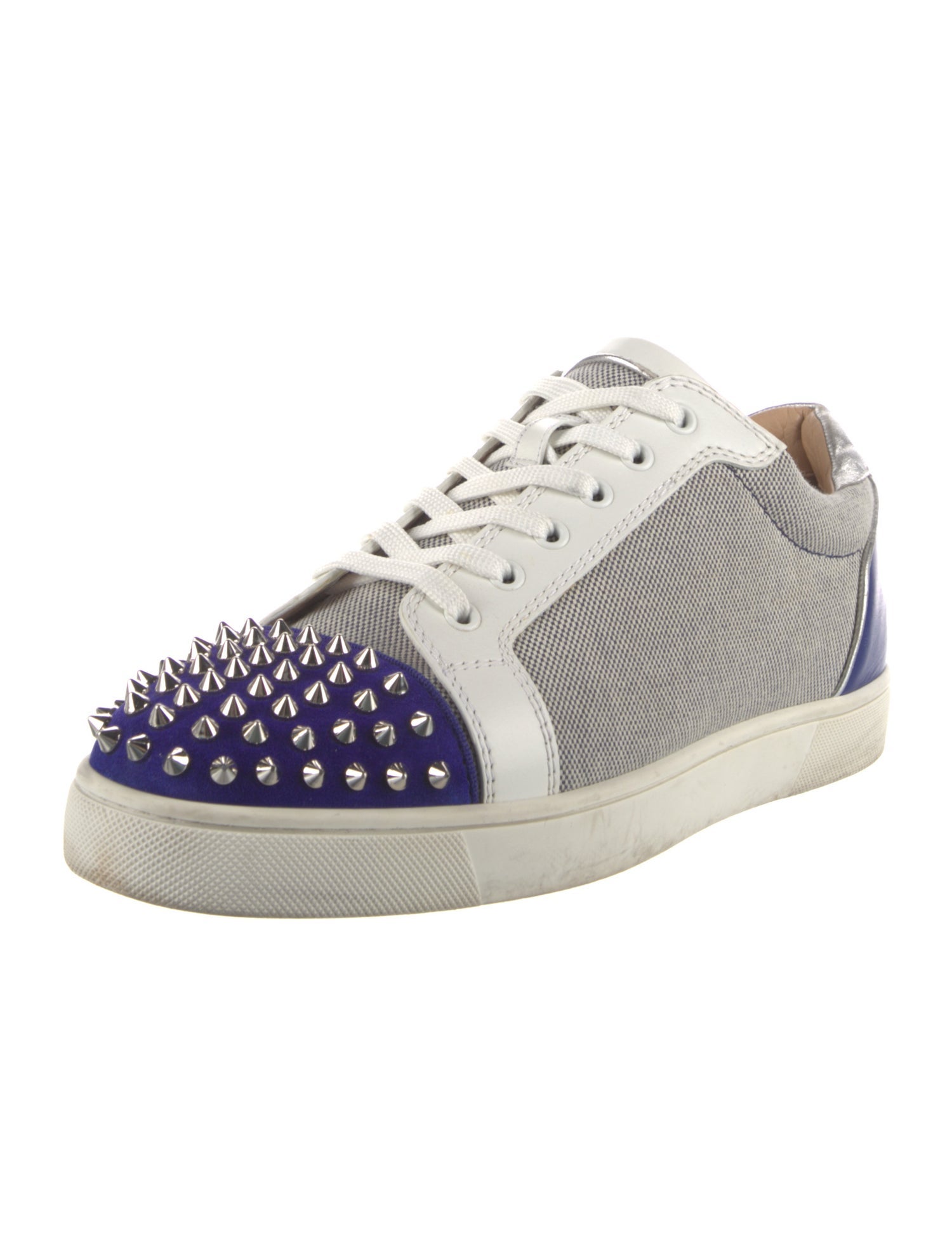 Christian Louboutin Spike Accents Colorblock Pattern Sneakers