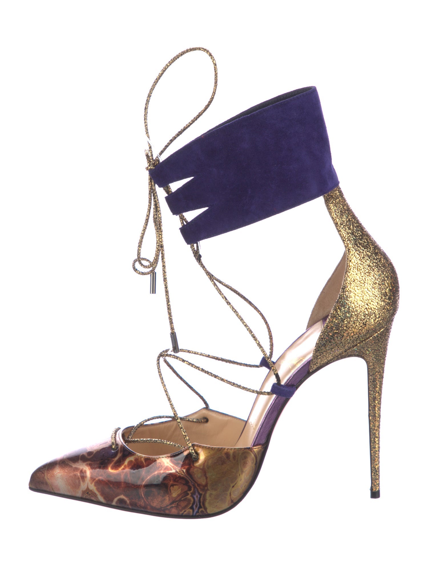 Christian Louboutin Leather Printed T-Strap Pumps