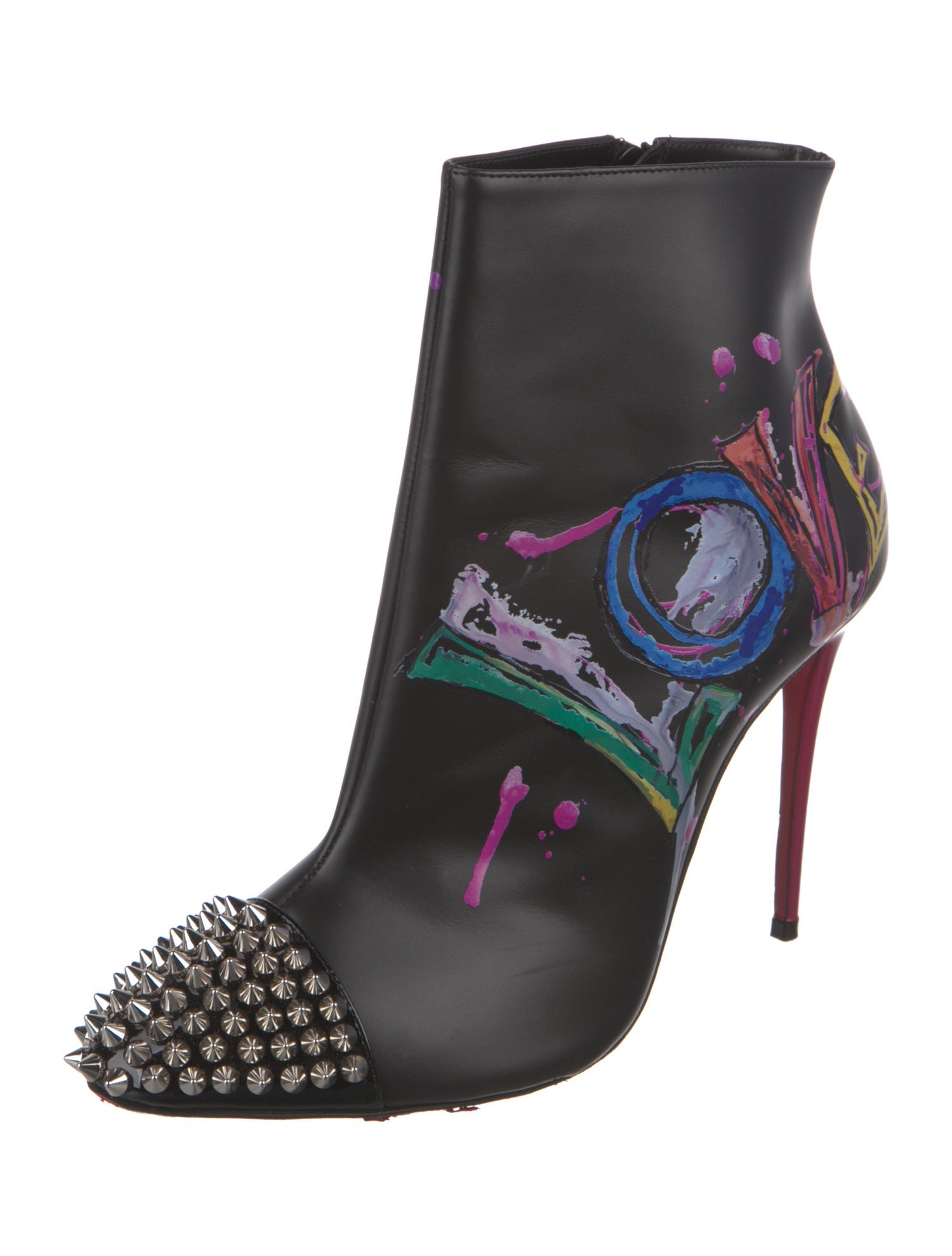 Christian Louboutin Spike Accents Leather Boots
