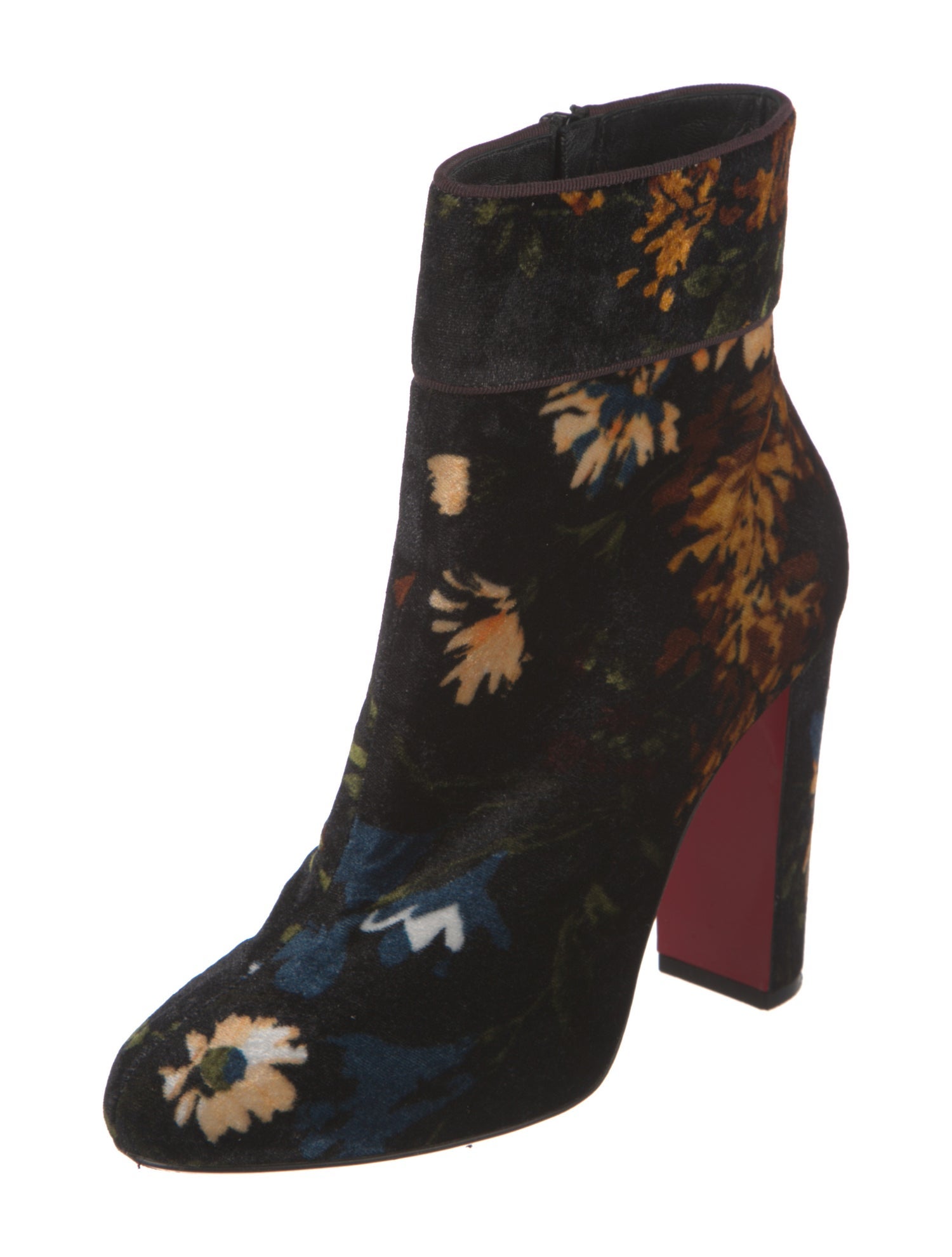 Christian Louboutin Velvet Floral Print Boots