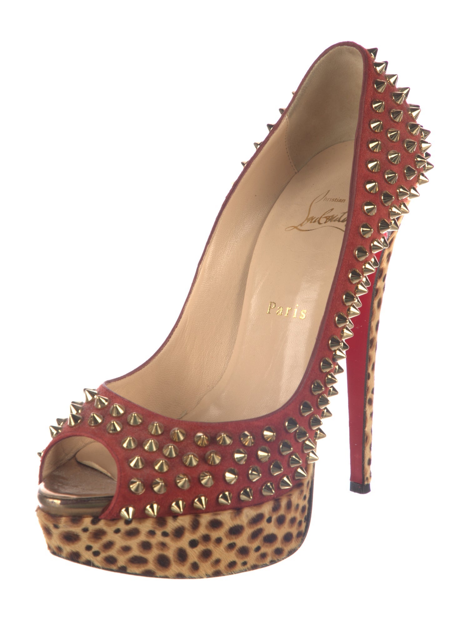 Christian Louboutin Lady Peep Spikes 150 Spike Accents Pumps