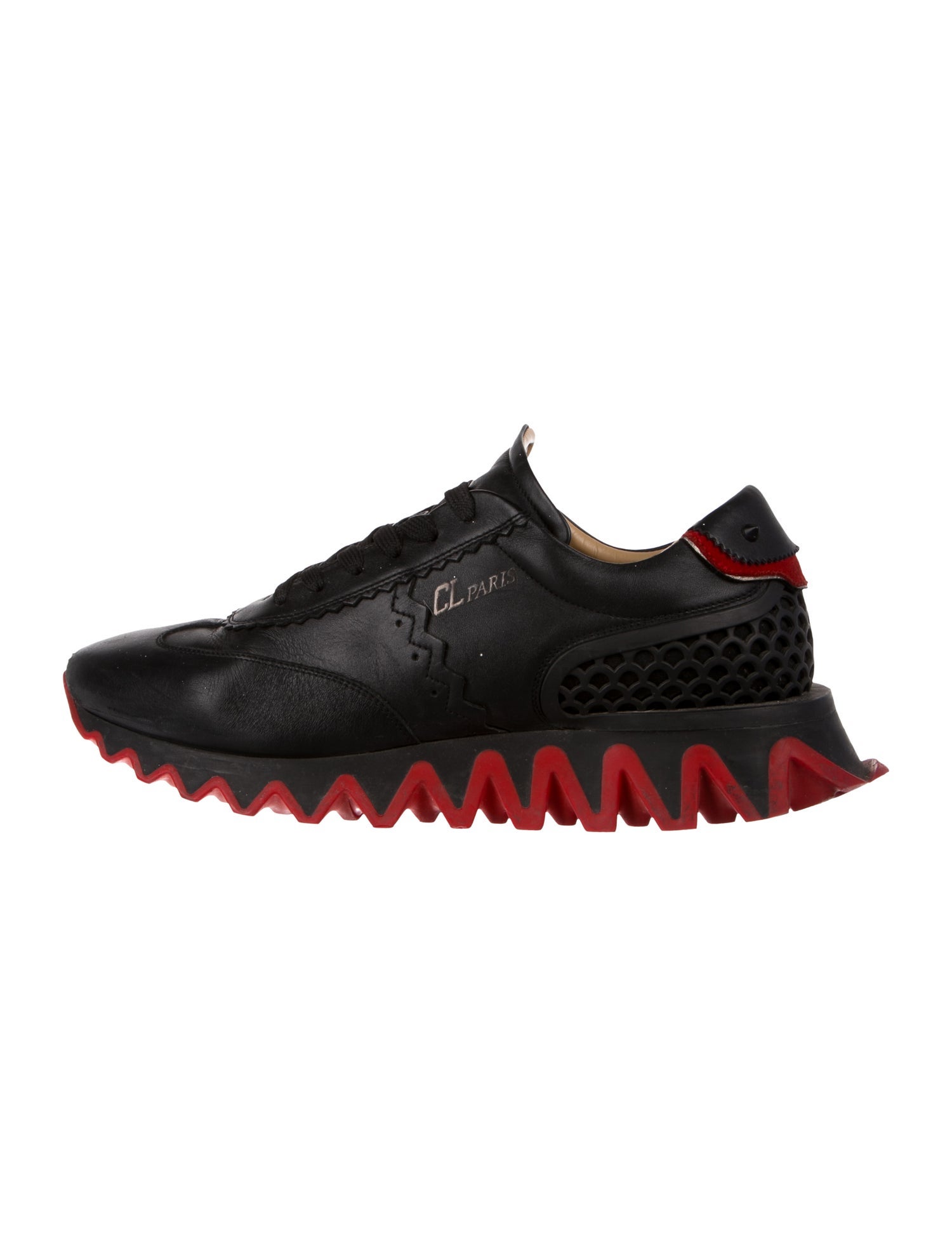 Christian Louboutin Leather Scalloped Accent Athletic Sneakers