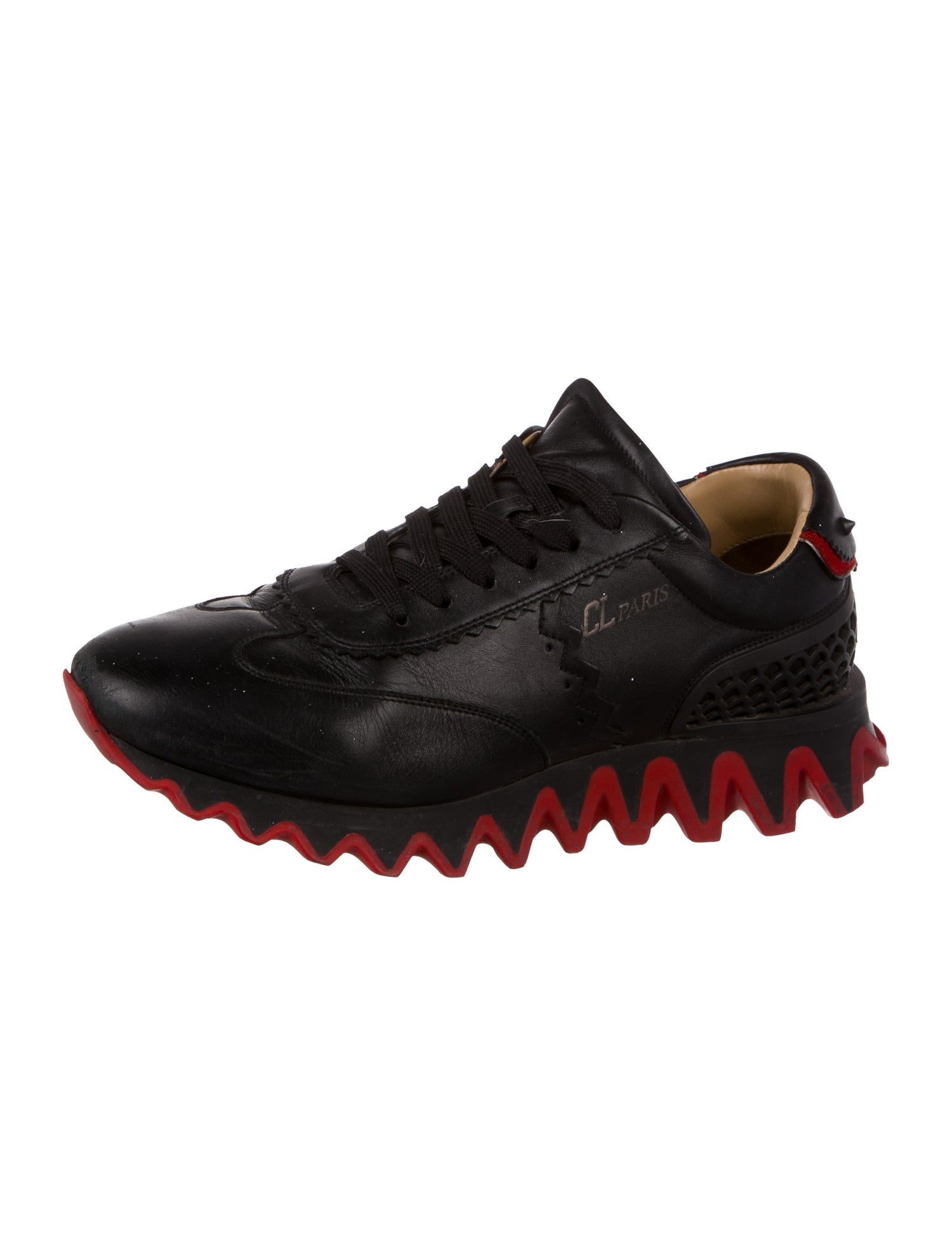 Christian Louboutin Leather Scalloped Accent Athletic Sneakers