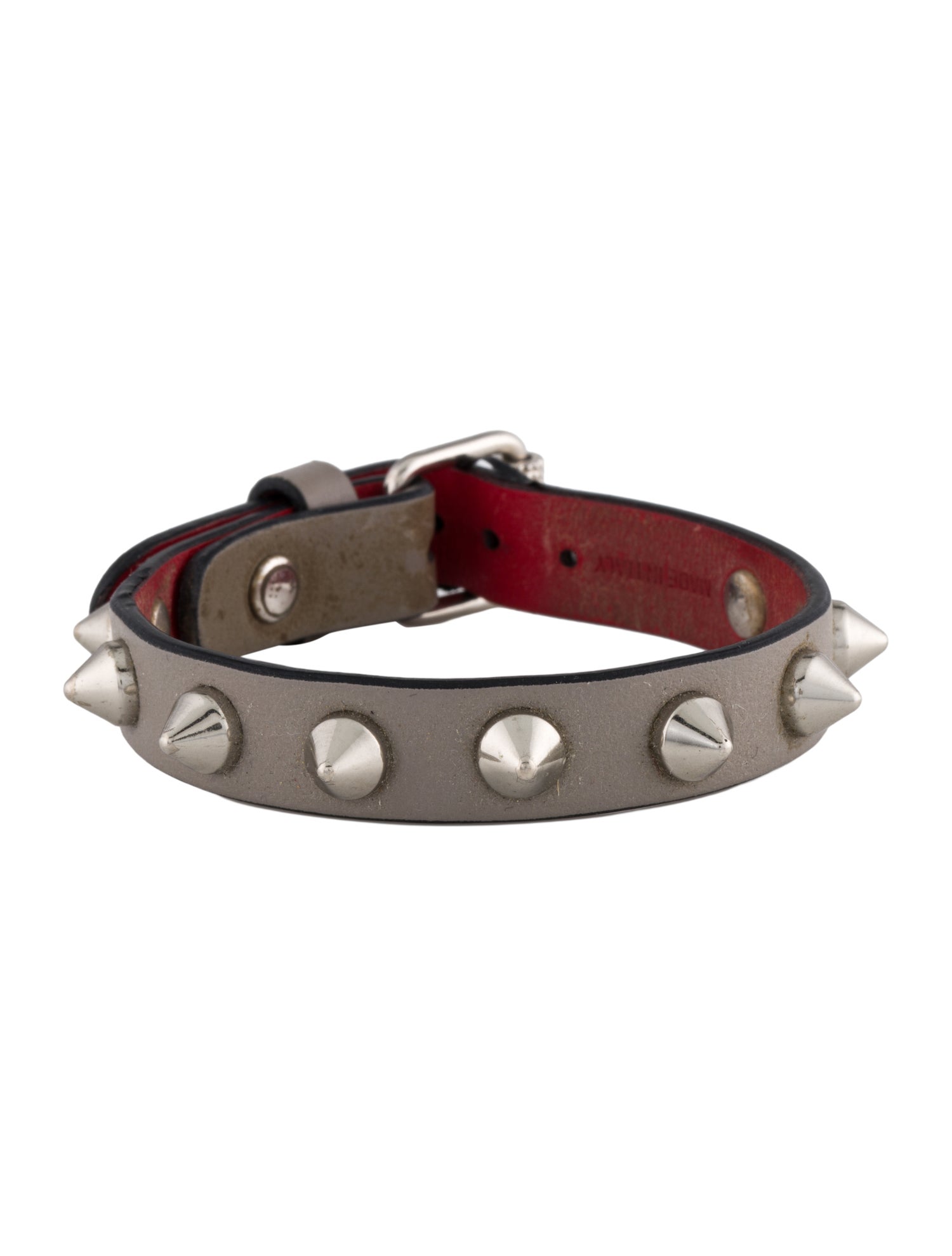 Christian Louboutin Leather Loubilink Spiked Bracelet