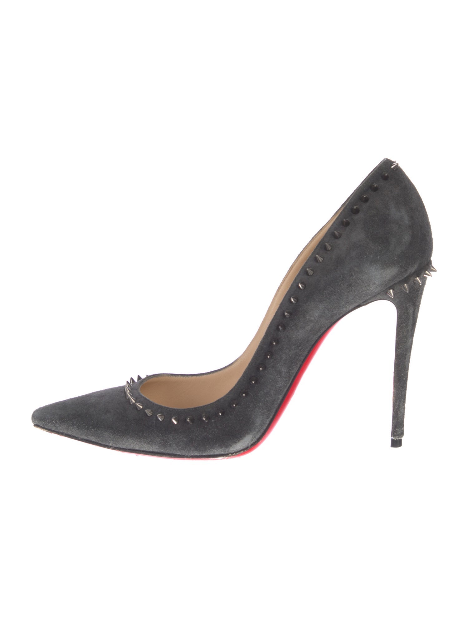 Christian Louboutin Spike Accents Suede Pumps