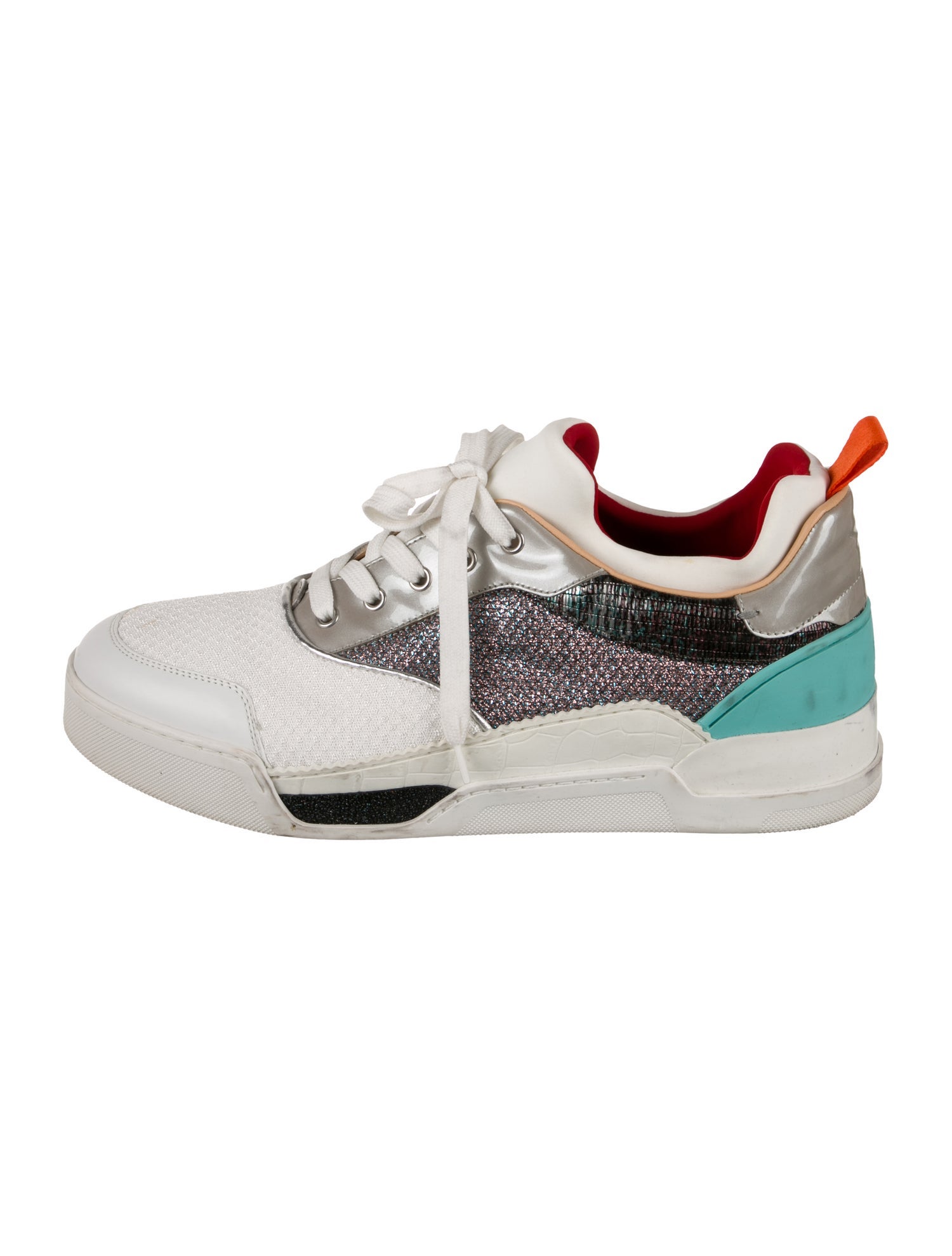 Christian Louboutin Leather Colorblock Pattern Sneakers