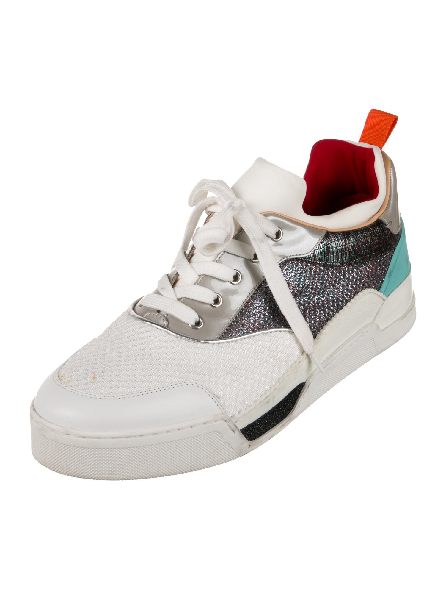 Christian Louboutin Leather Colorblock Pattern Sneakers