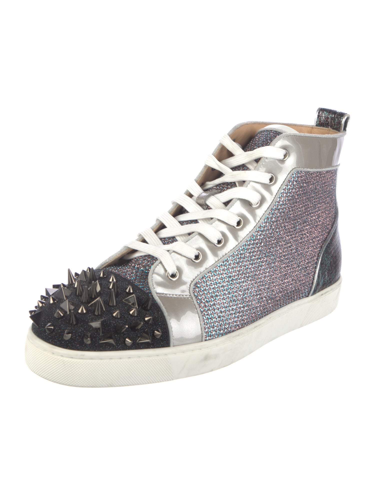 Christian Louboutin Spike Accents Glitter Sneakers
