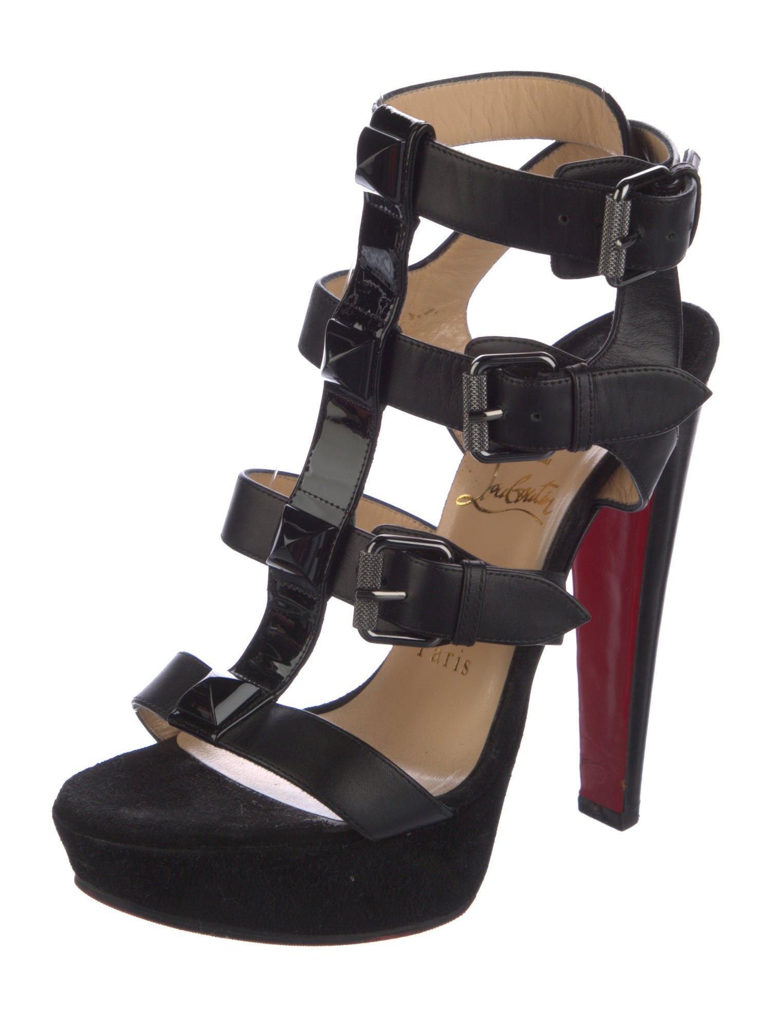 Christian Louboutin Leather Studded Accents Gladiator Sandals