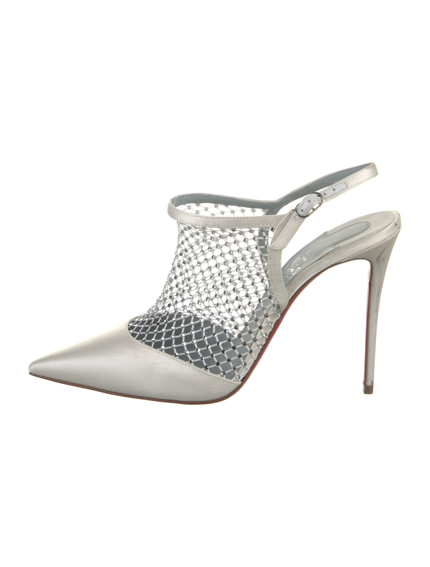 Christian Louboutin Satin Crystal Embellishments Slingback Pumps