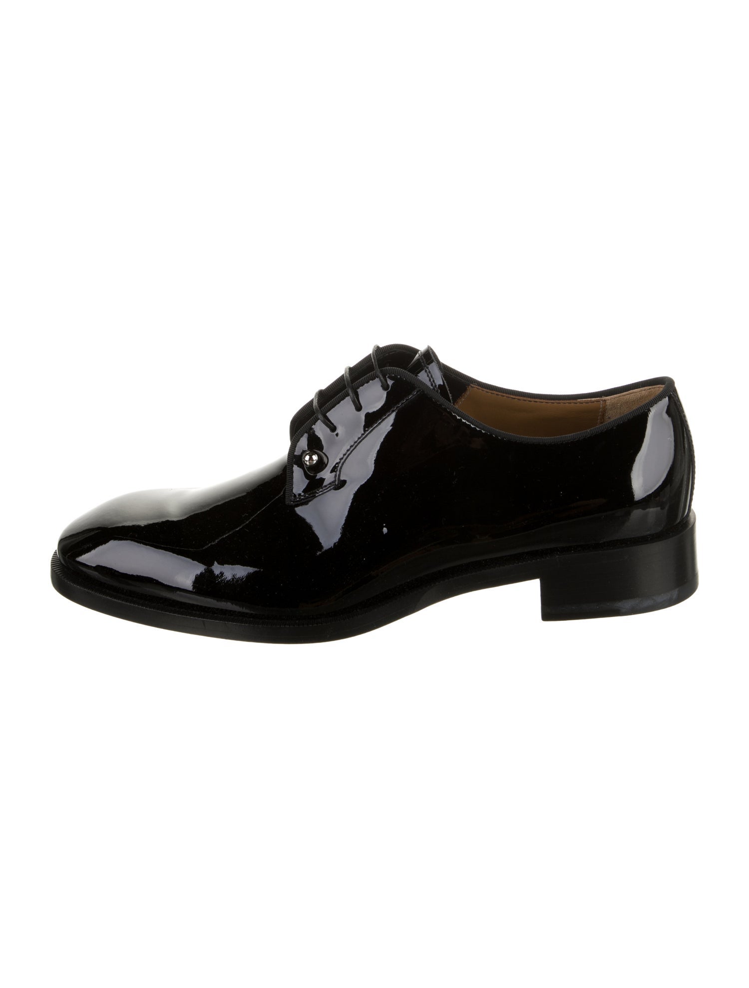 Christian Louboutin Patent Leather Grosgrain Trim Derby Shoes