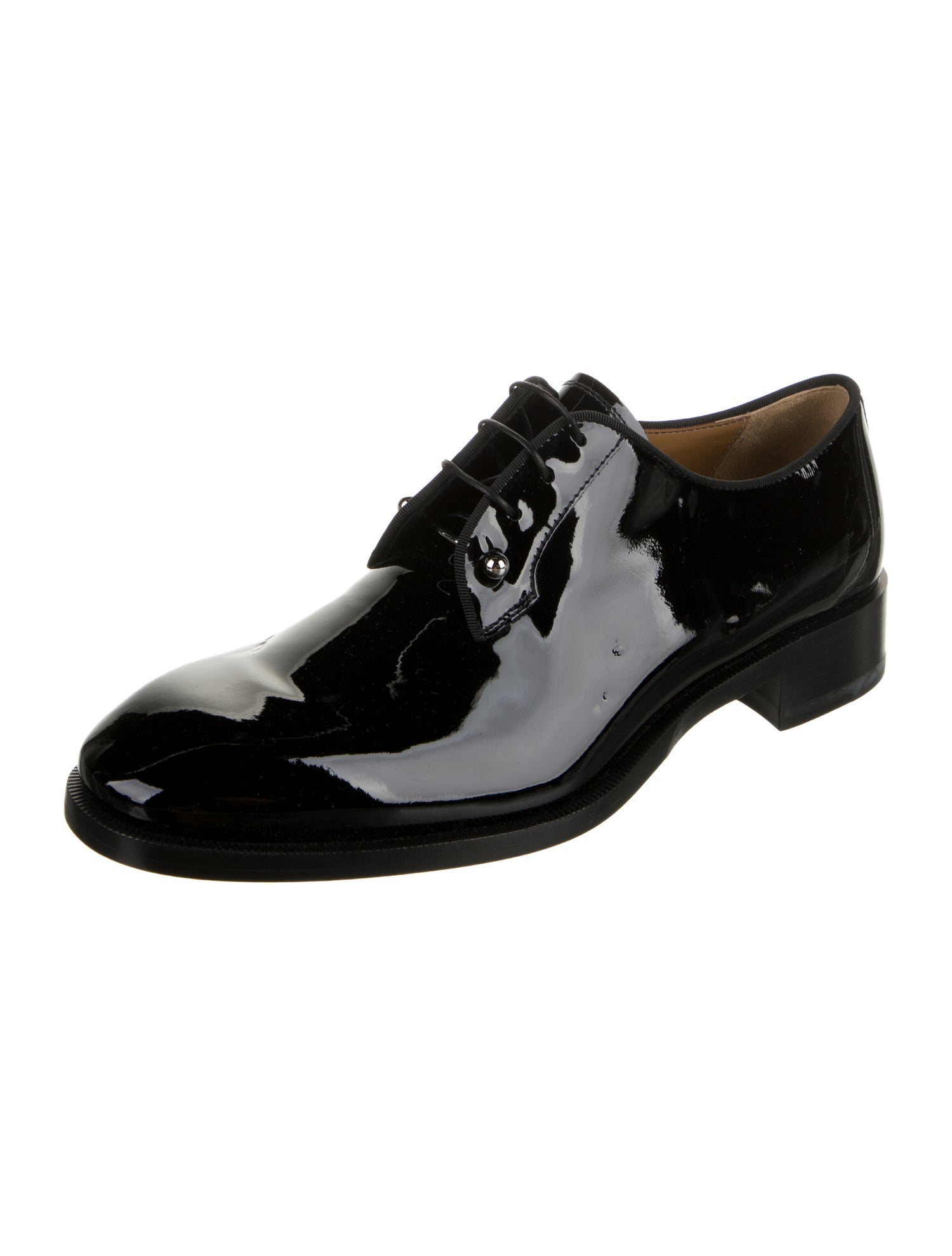 Christian Louboutin Patent Leather Grosgrain Trim Derby Shoes