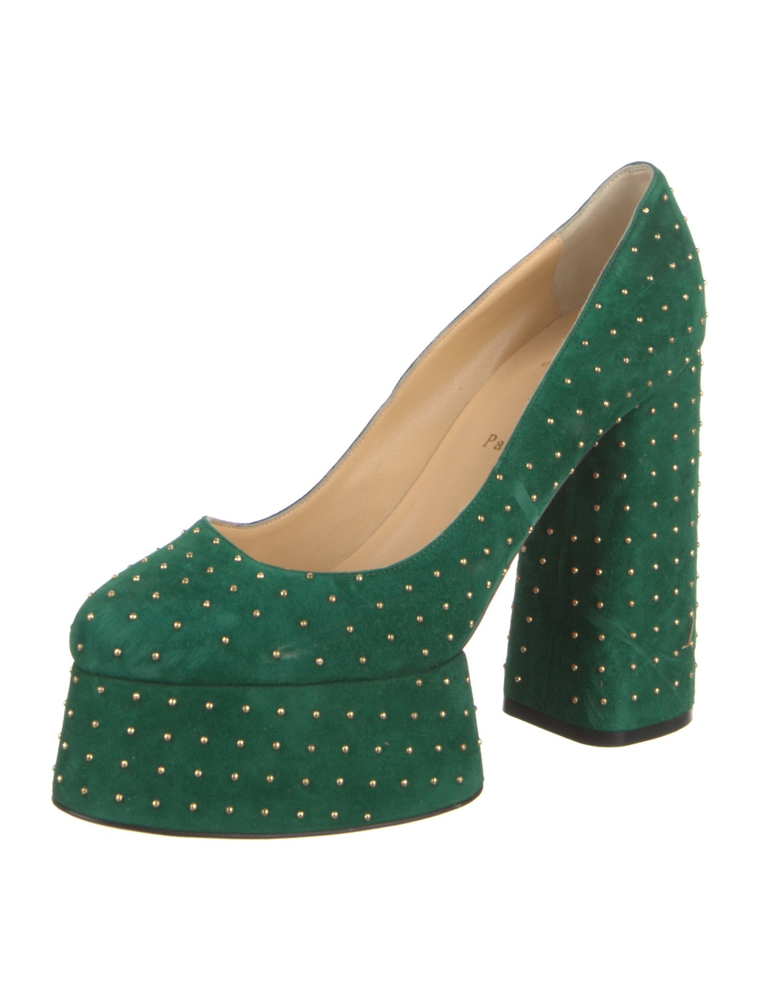 Christian Louboutin Suede Studded Accents Pumps