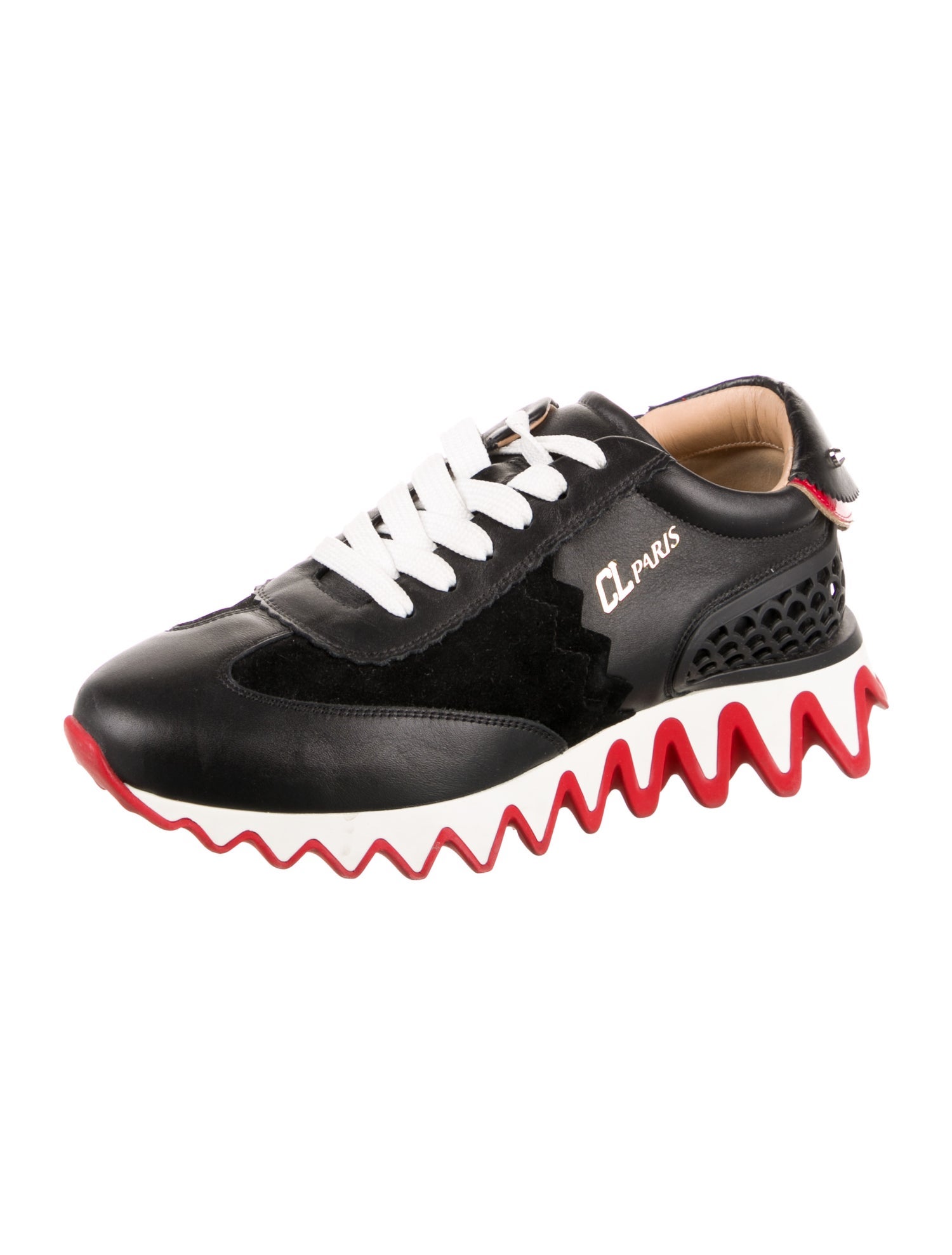 Christian Louboutin Rockstud Accents Leather Sneakers