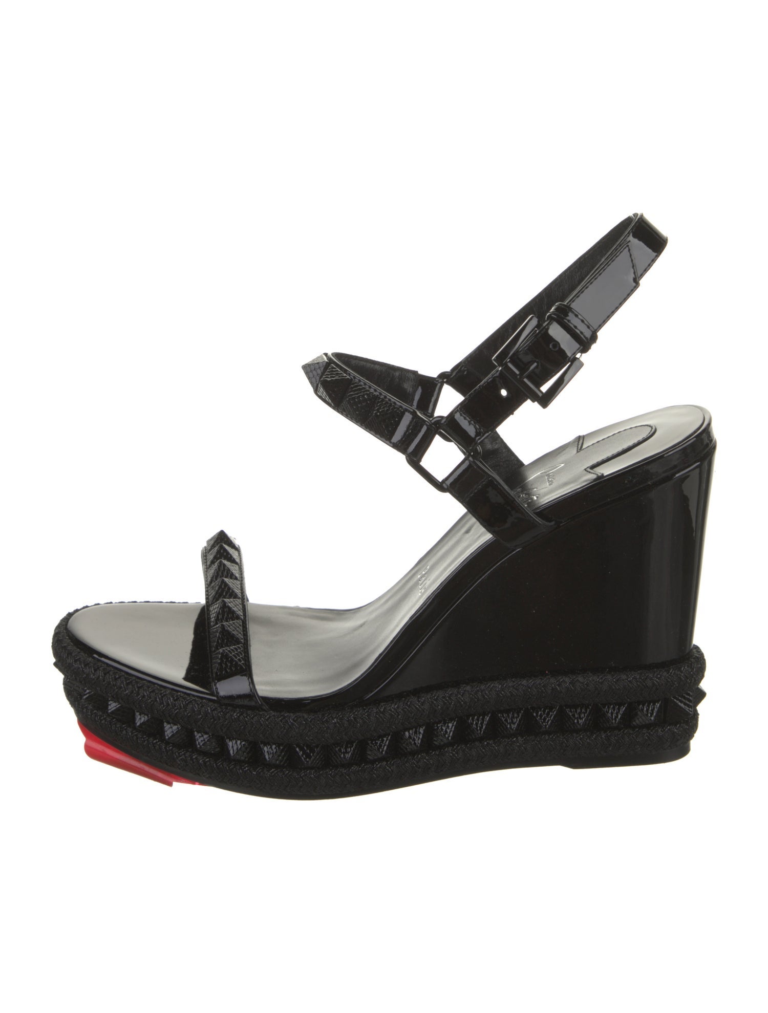 Christian Louboutin Patent Leather Studded Accents Slingback Sandals