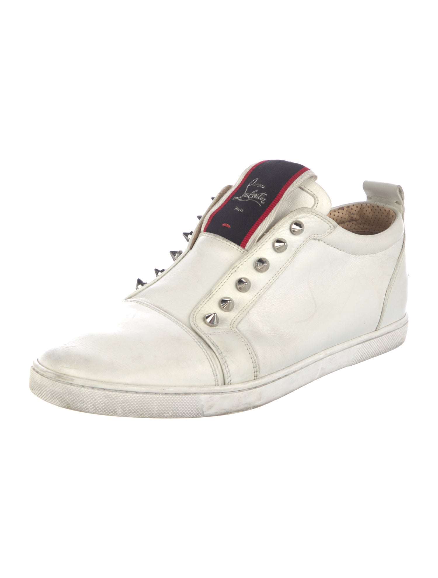 Christian Louboutin Spike Accents Leather Sneakers