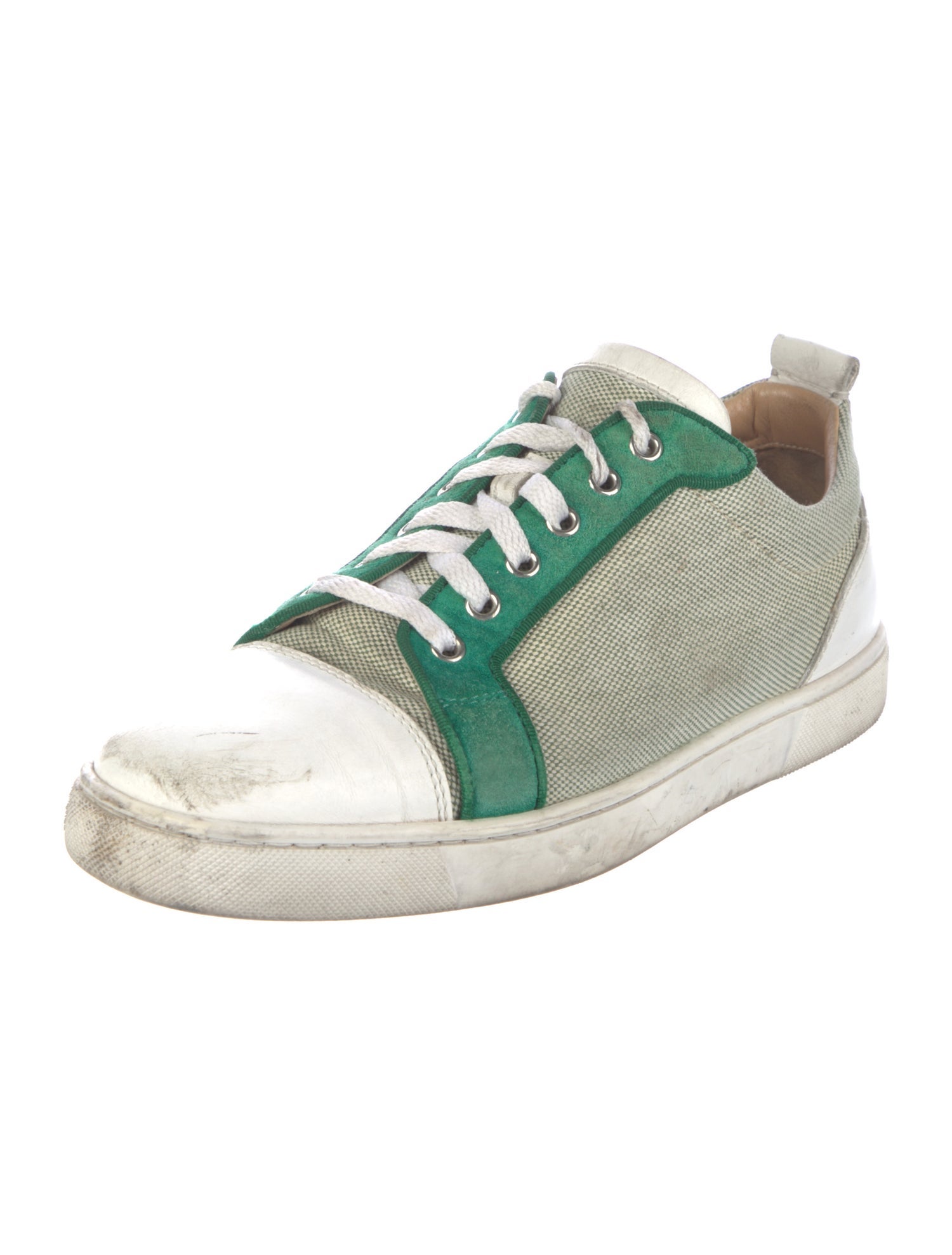 Christian Louboutin Canvas Colorblock Pattern Sneakers