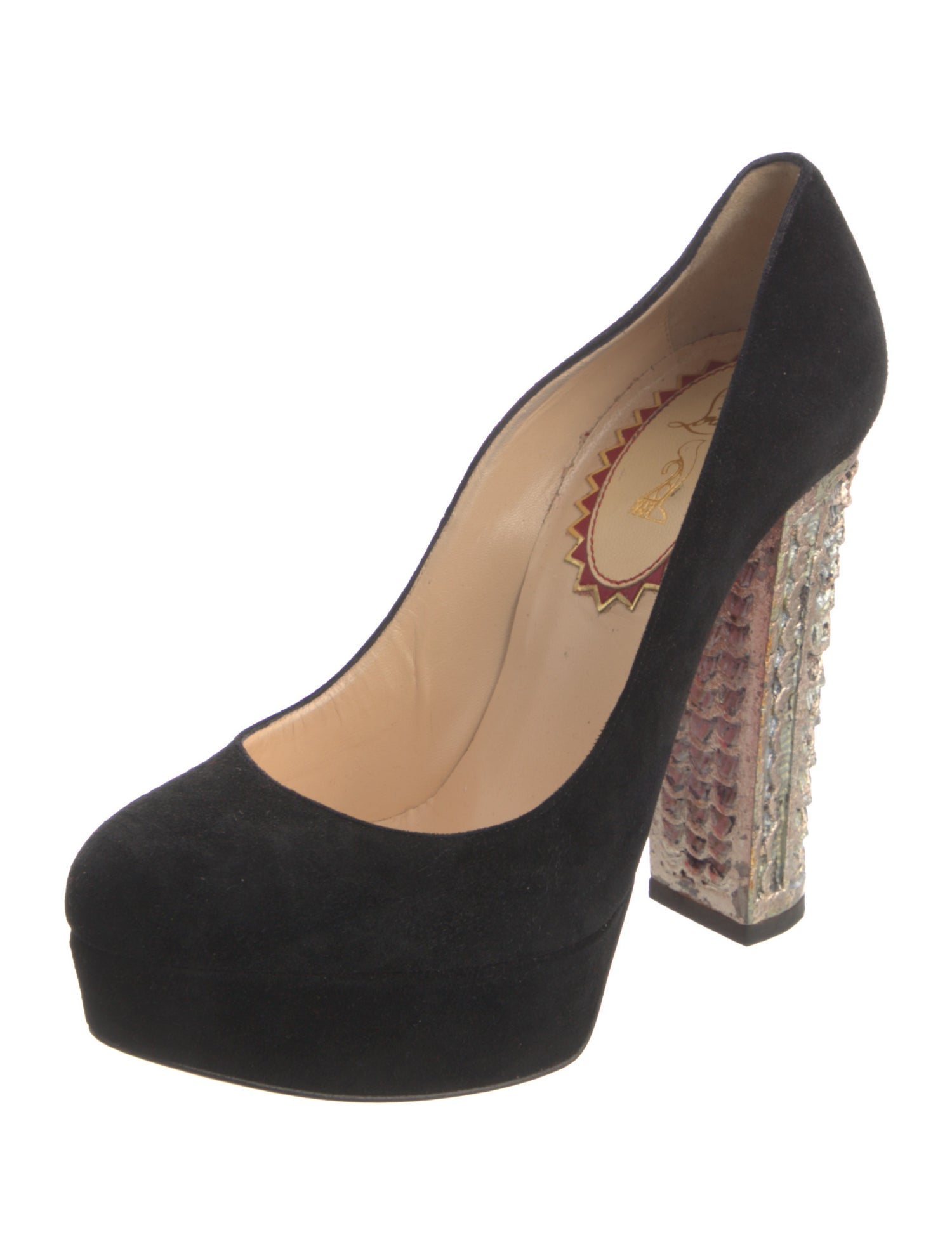 Christian Louboutin Suede Colorblock Pattern Pumps