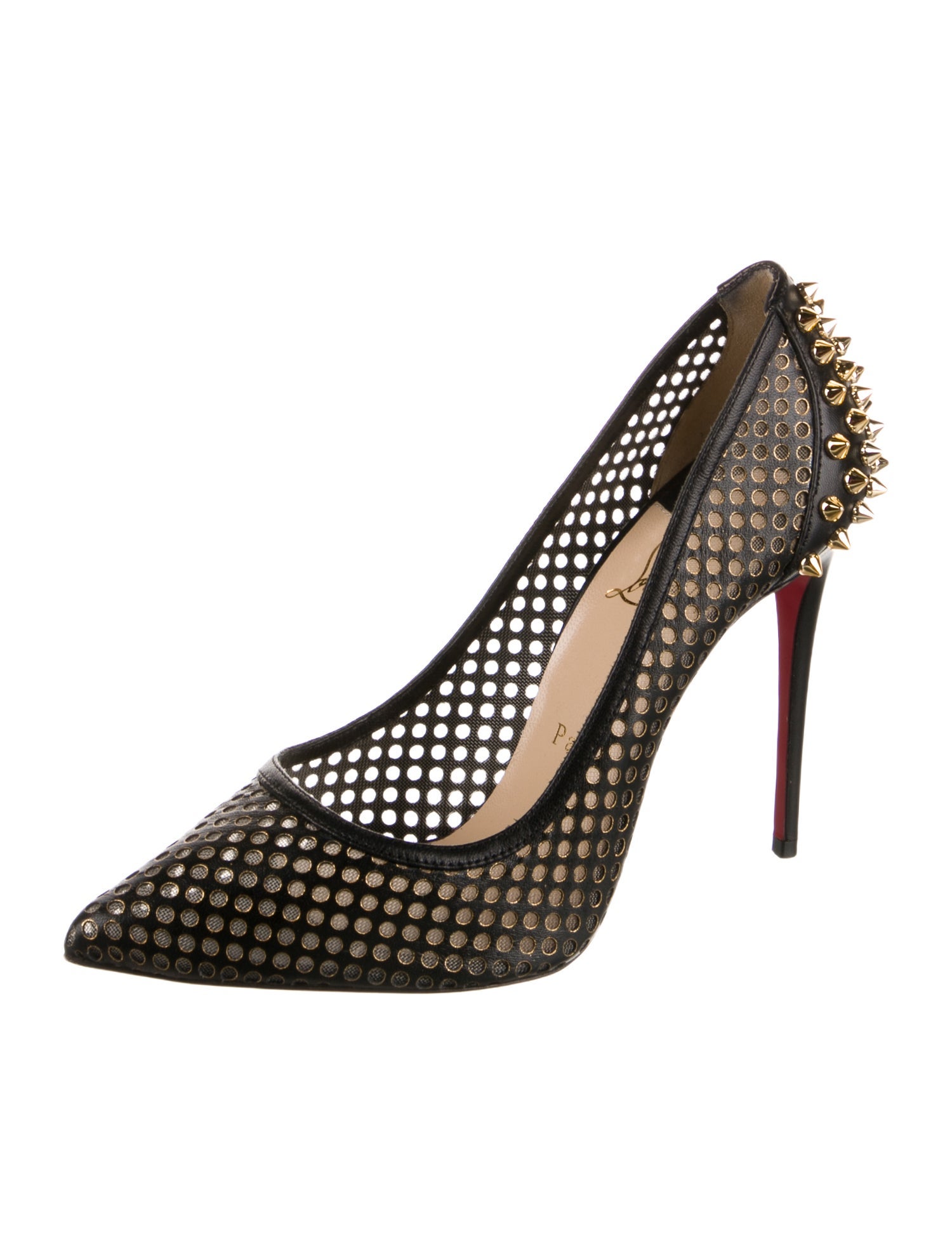 Christian Louboutin Spike Accents Mesh Pumps
