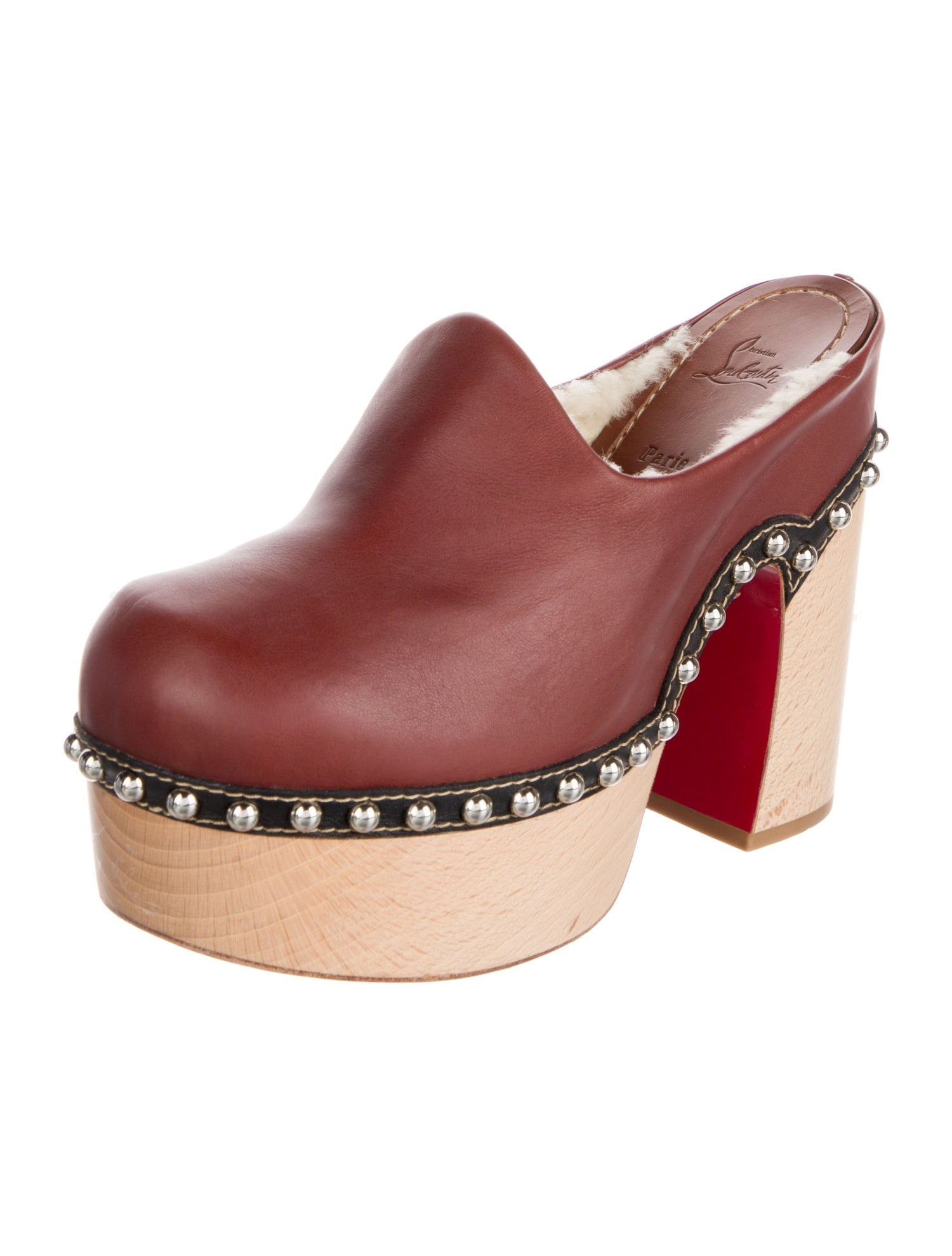 Christian Louboutin Leather Colorblock Pattern Mules